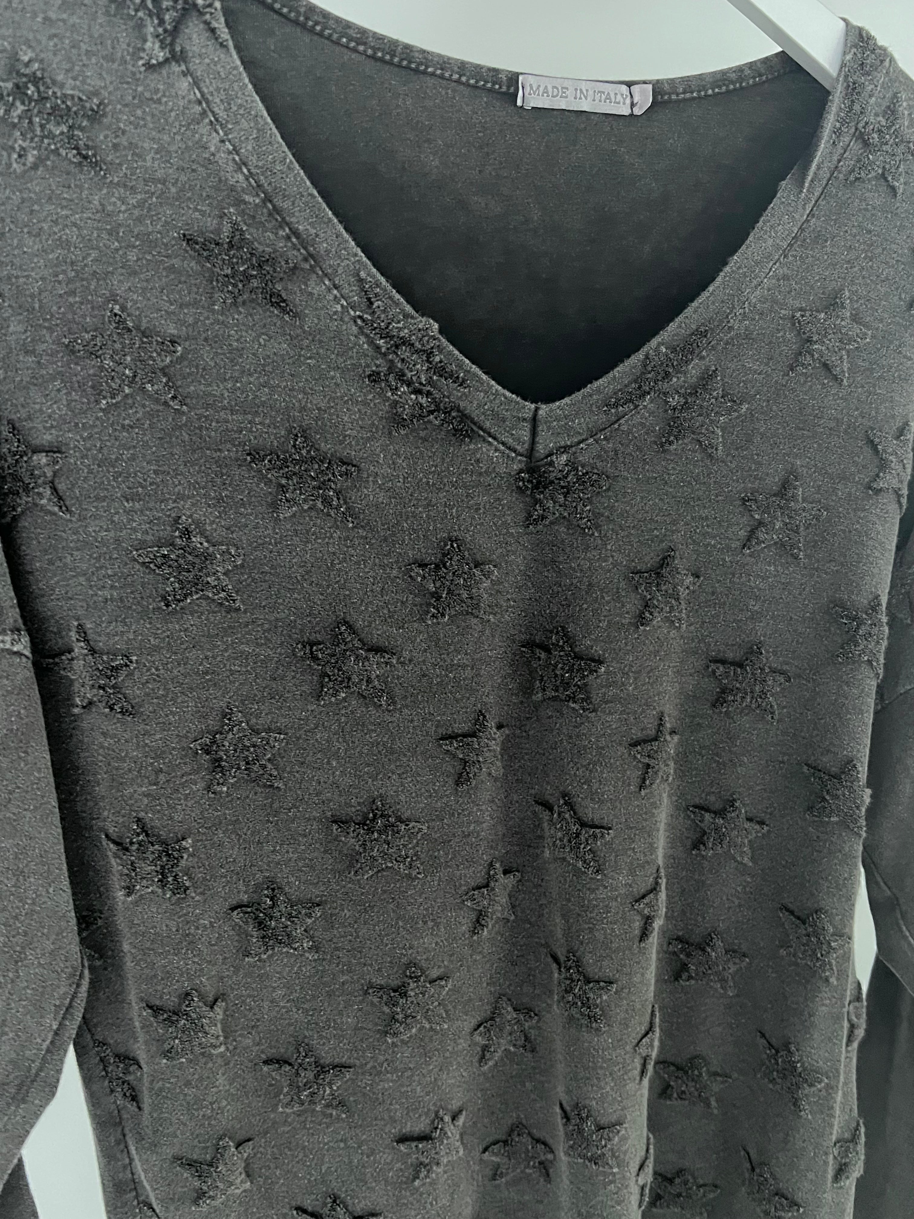 Multi Star Cotton Top in Charcoal