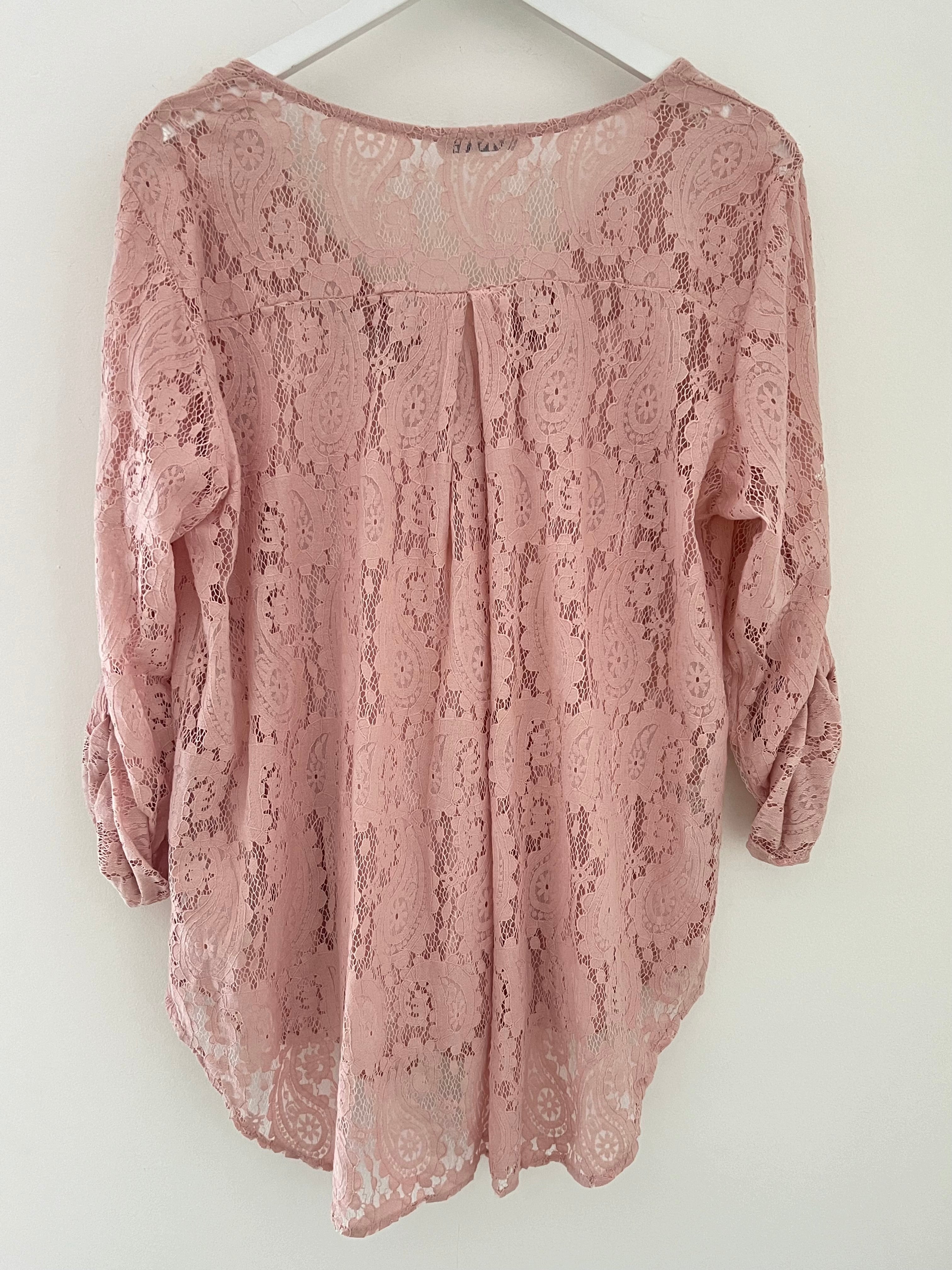 Lace Blouse & Cami in Soft Pink