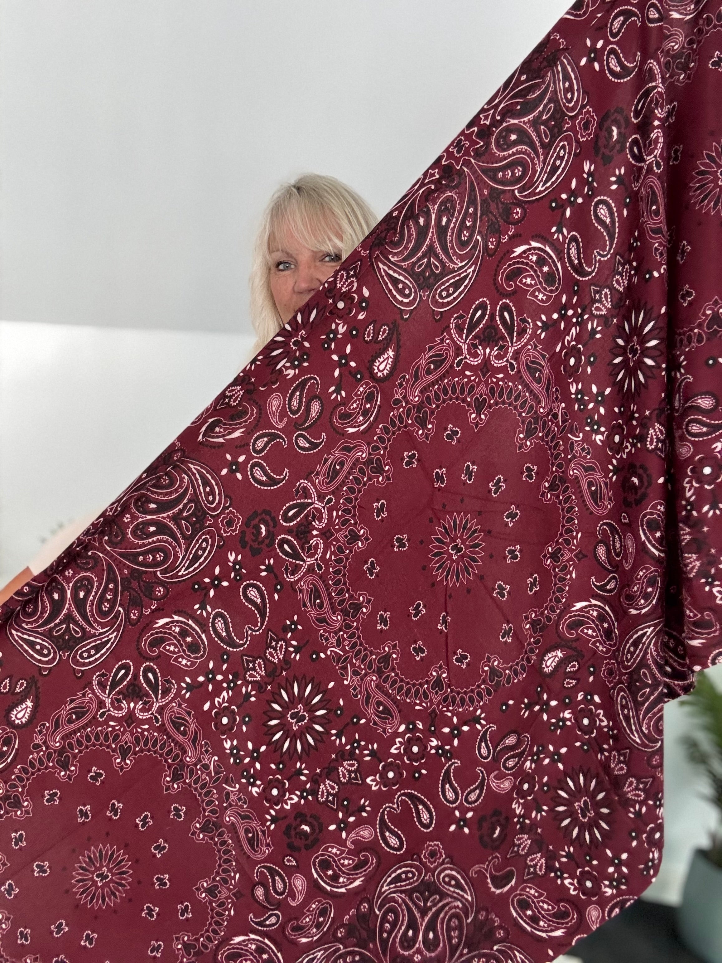 Cosy Paisley Scarf in Berry
