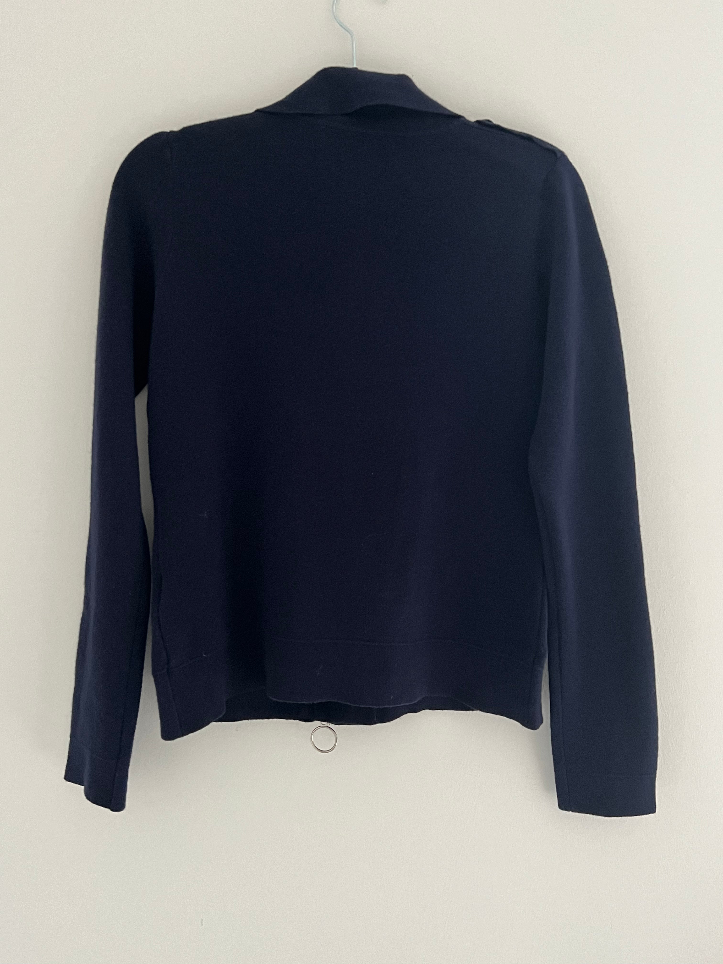 Knitted Stretch Biker with Zip Front in Navy