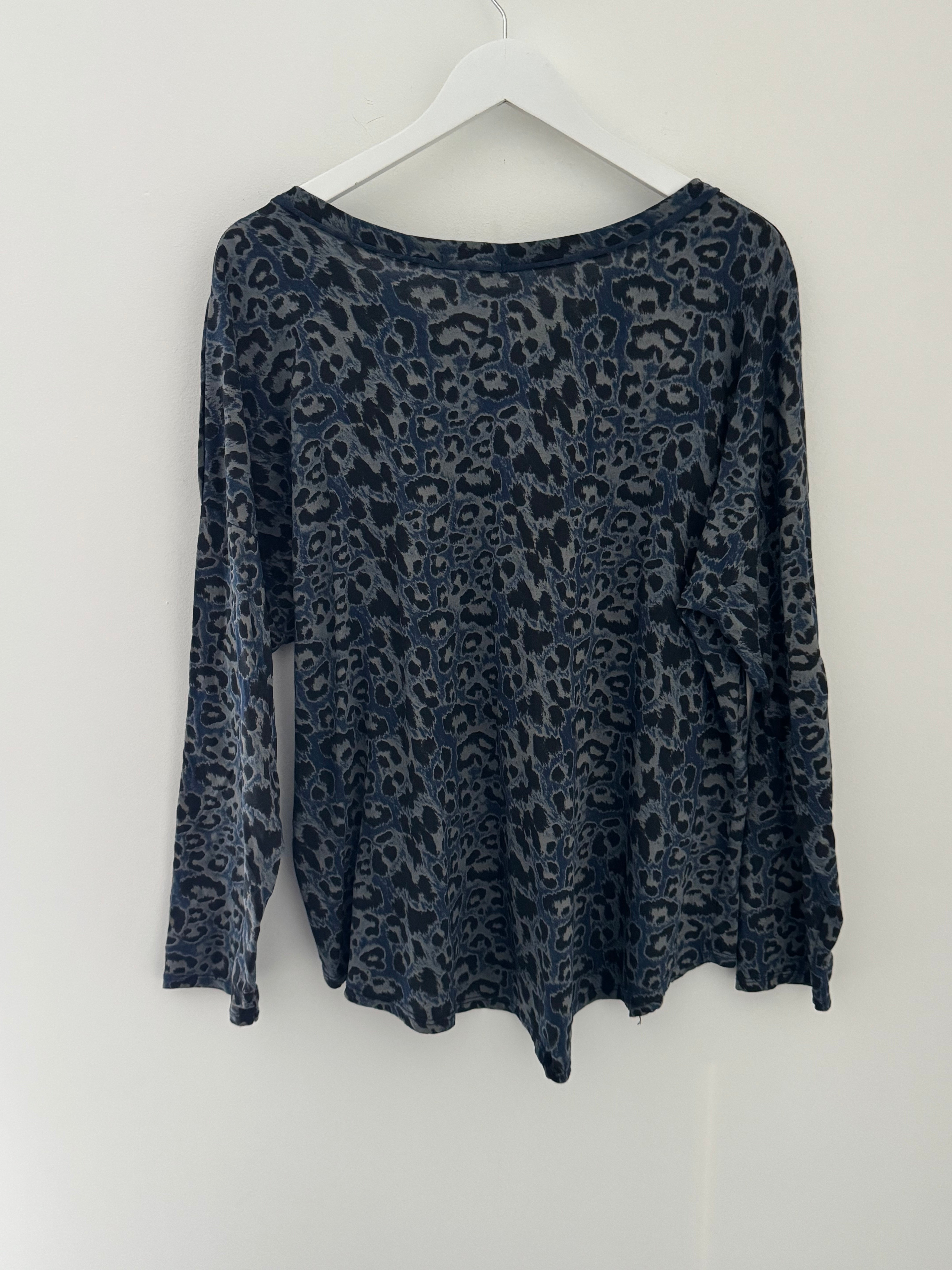 Leopard Print Cotton Top in Blue