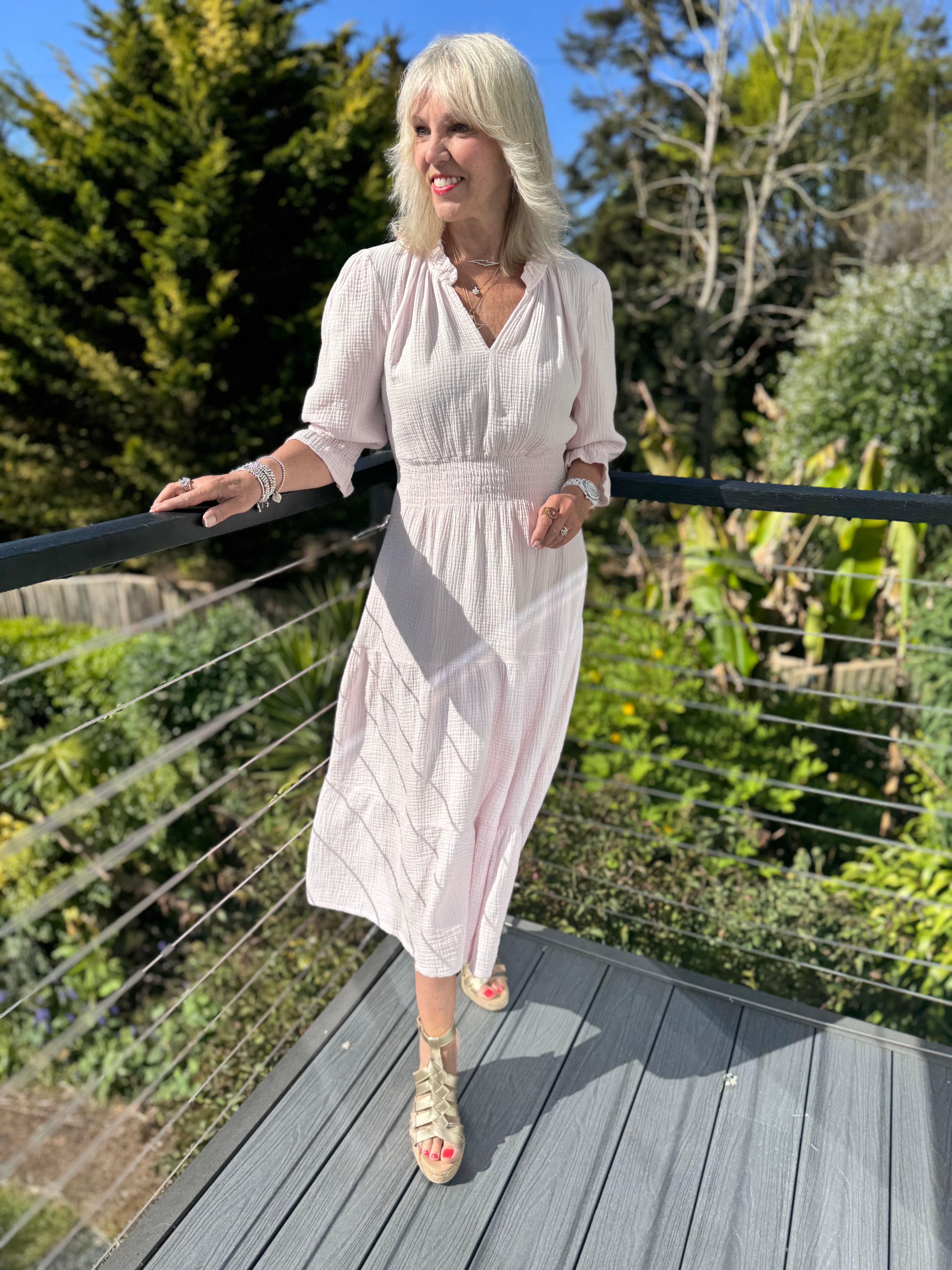 Cheesecloth Midi Dress in Shell Pink