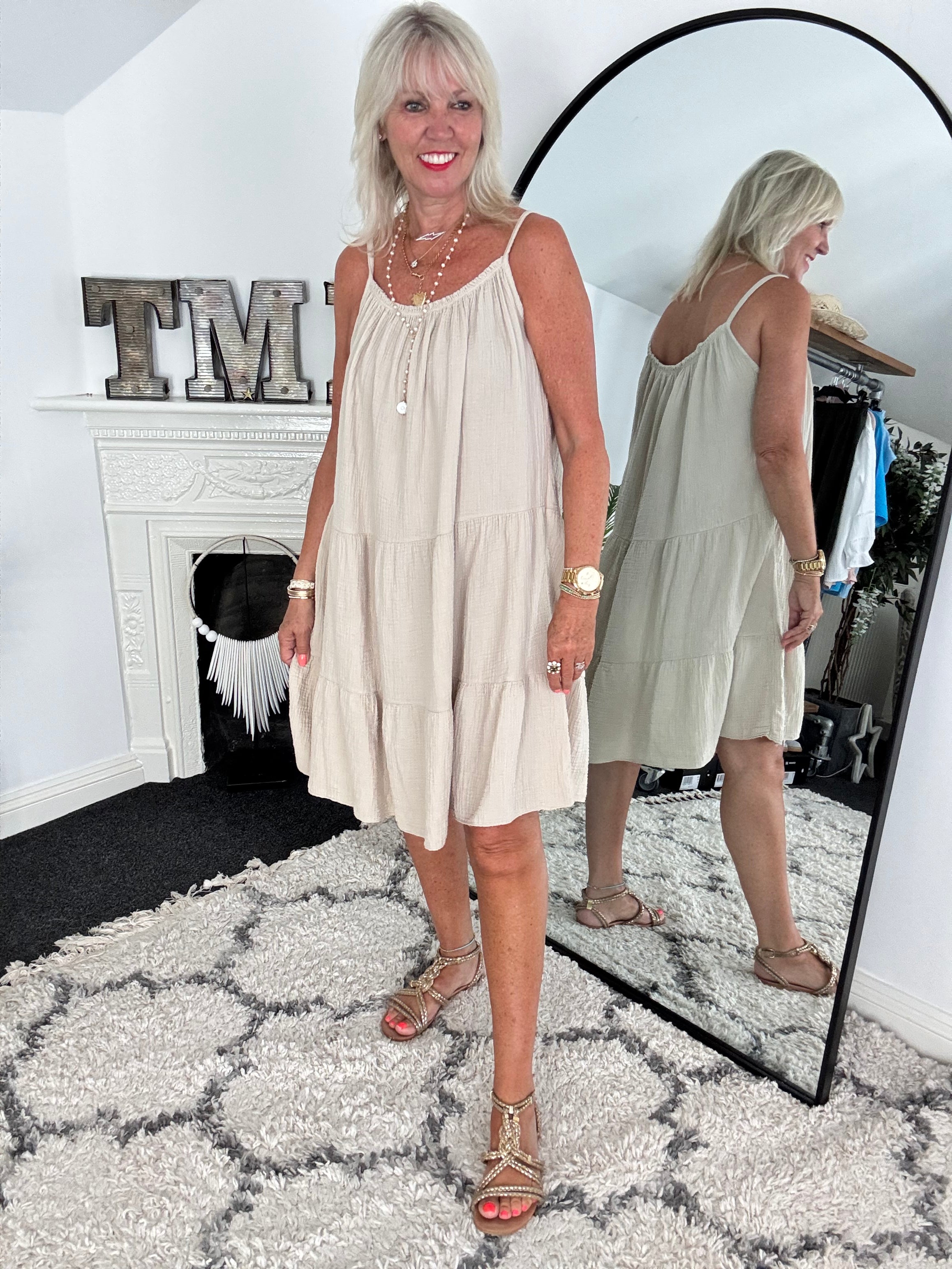 Cheesecloth Dress in Stone