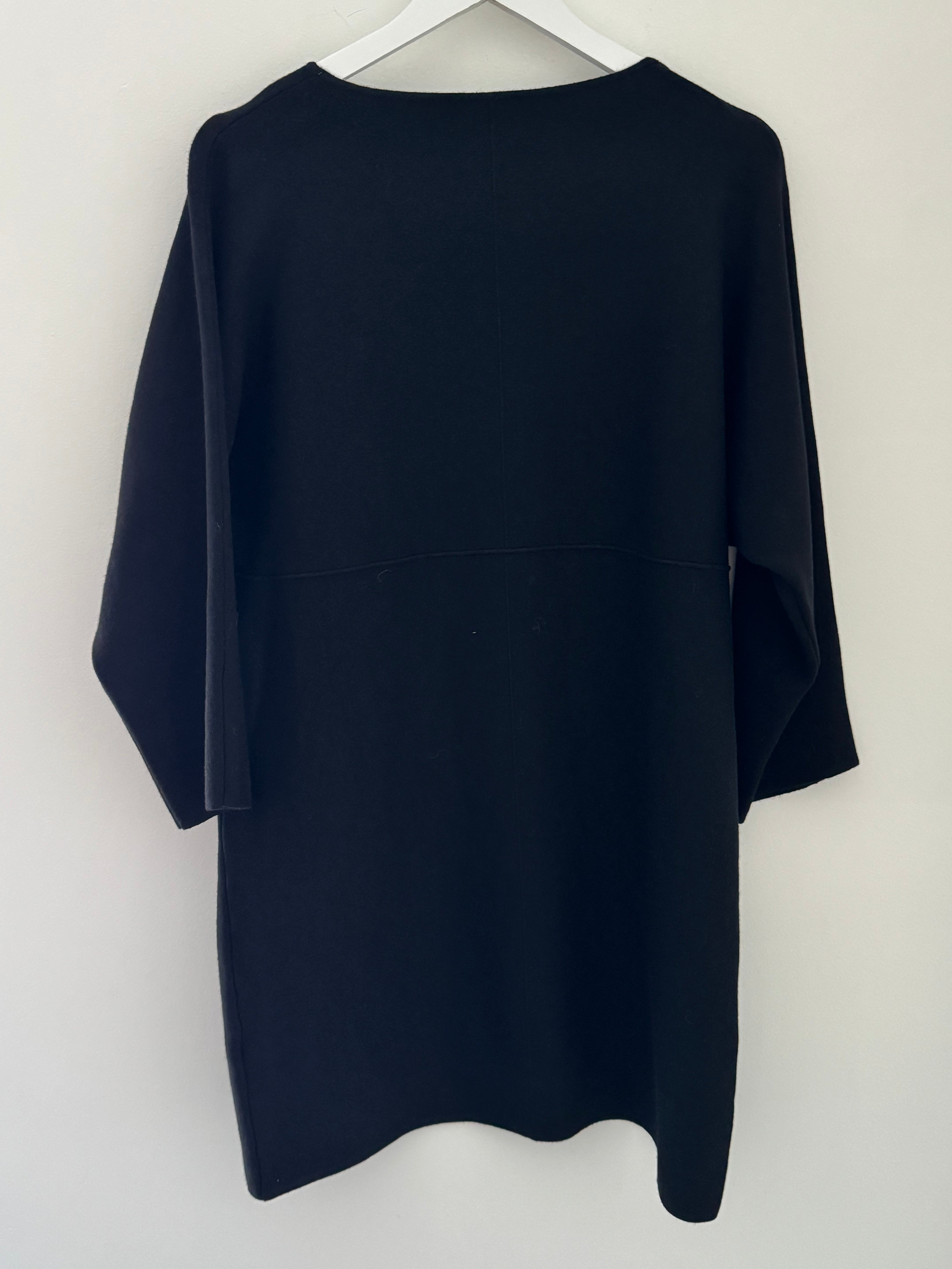Luxe Knitted Pocket Dress in Black