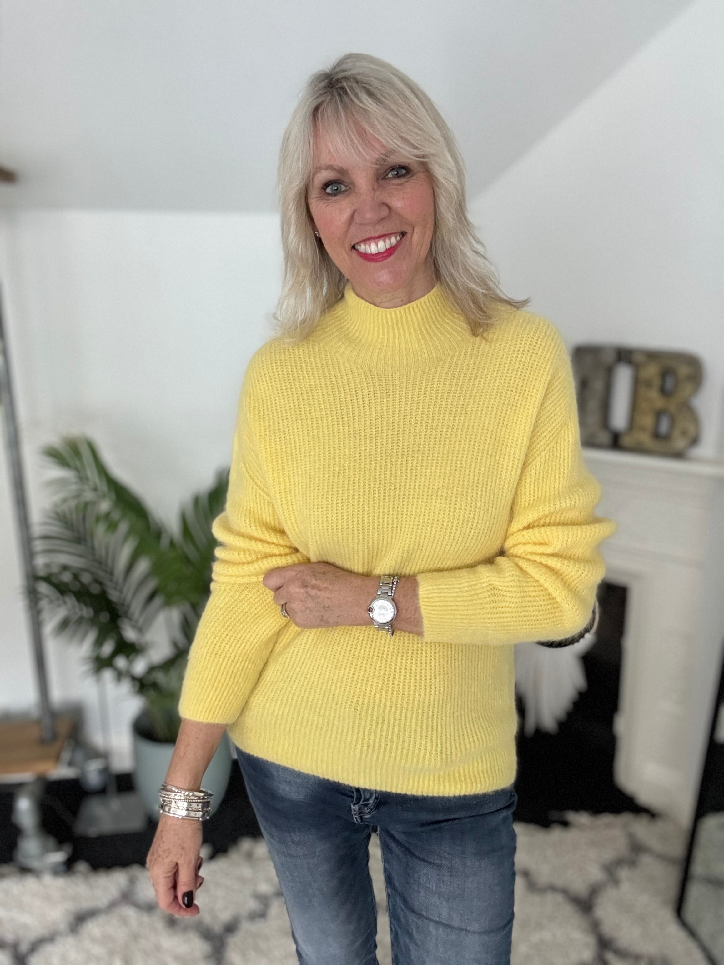 Ribbed Alpaca Jumper in Soft Yellow