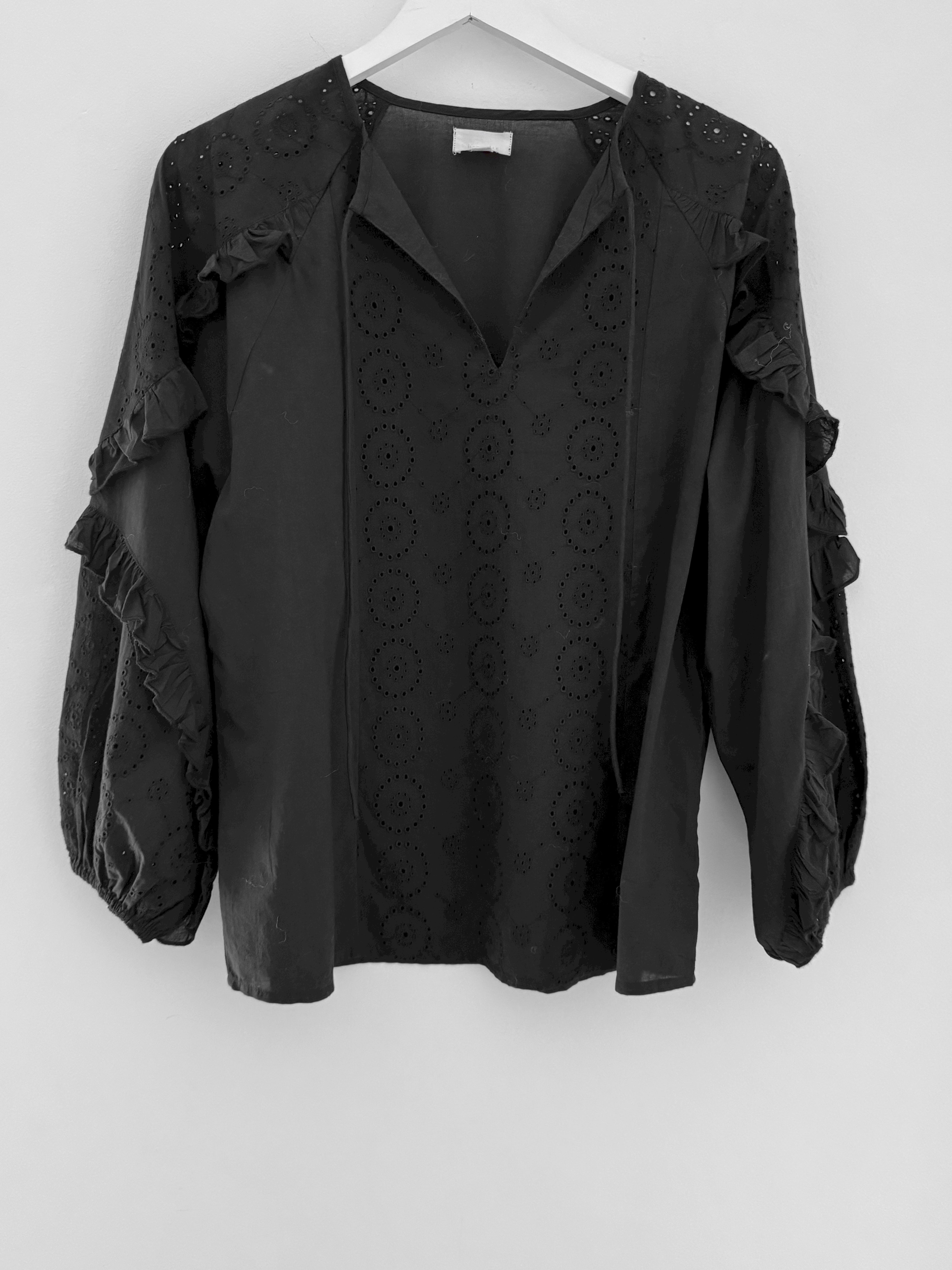 Broderie Anglais Blouse in Black