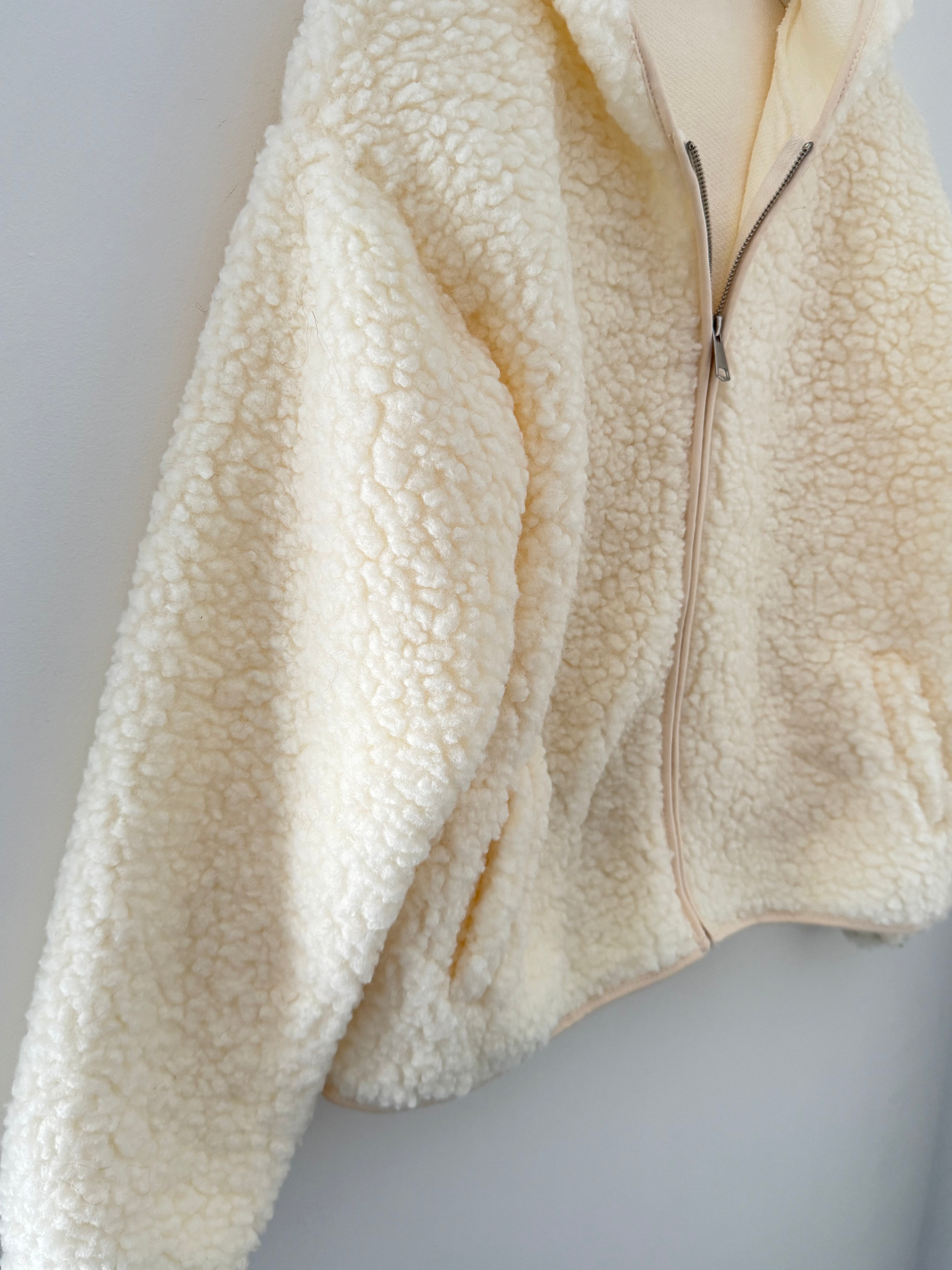 Hooded Teddy Jacket in Vanilla