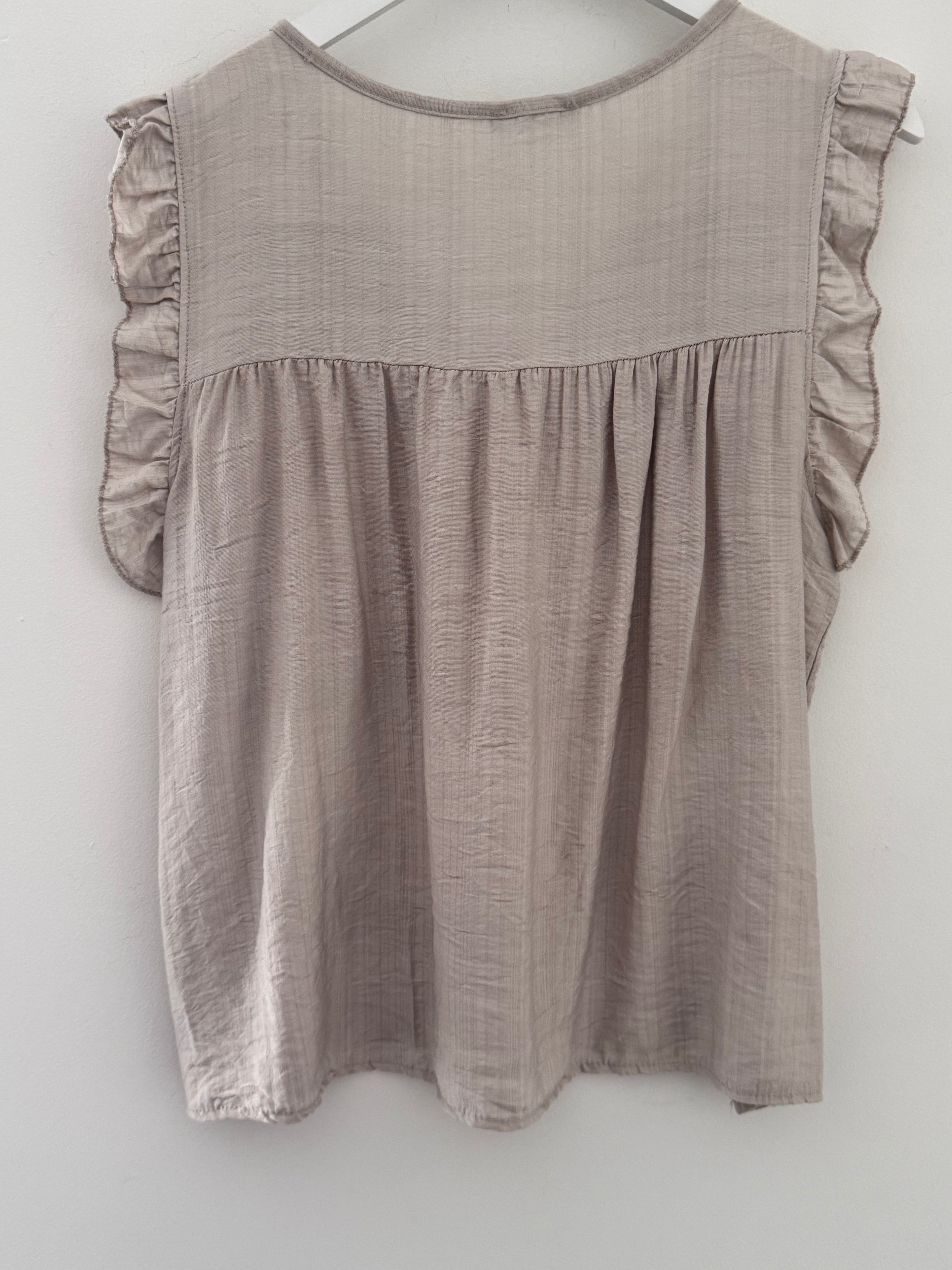 Simple V Neck Top in Ecru