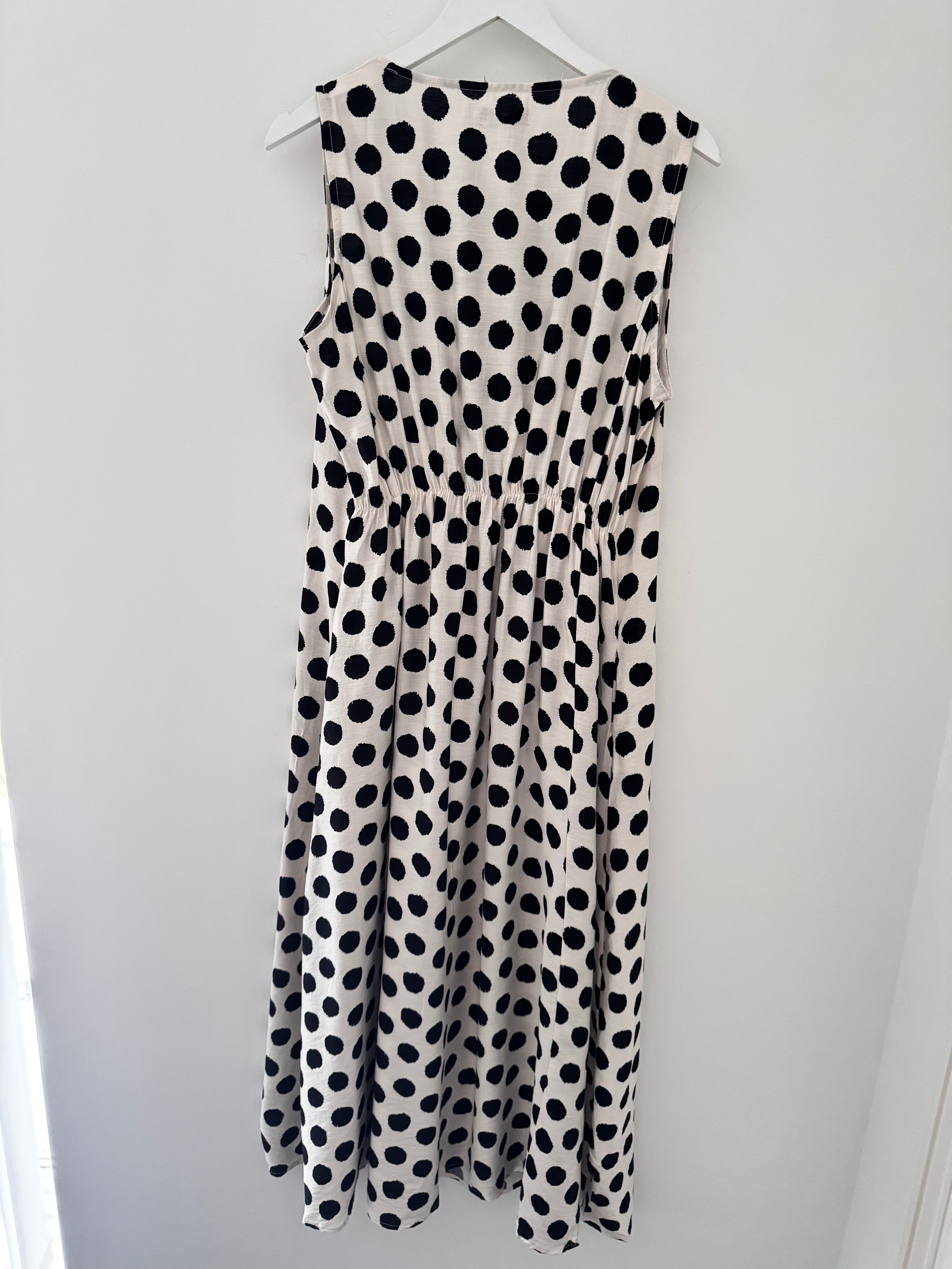 Polkadot Dress in Black & Ecru