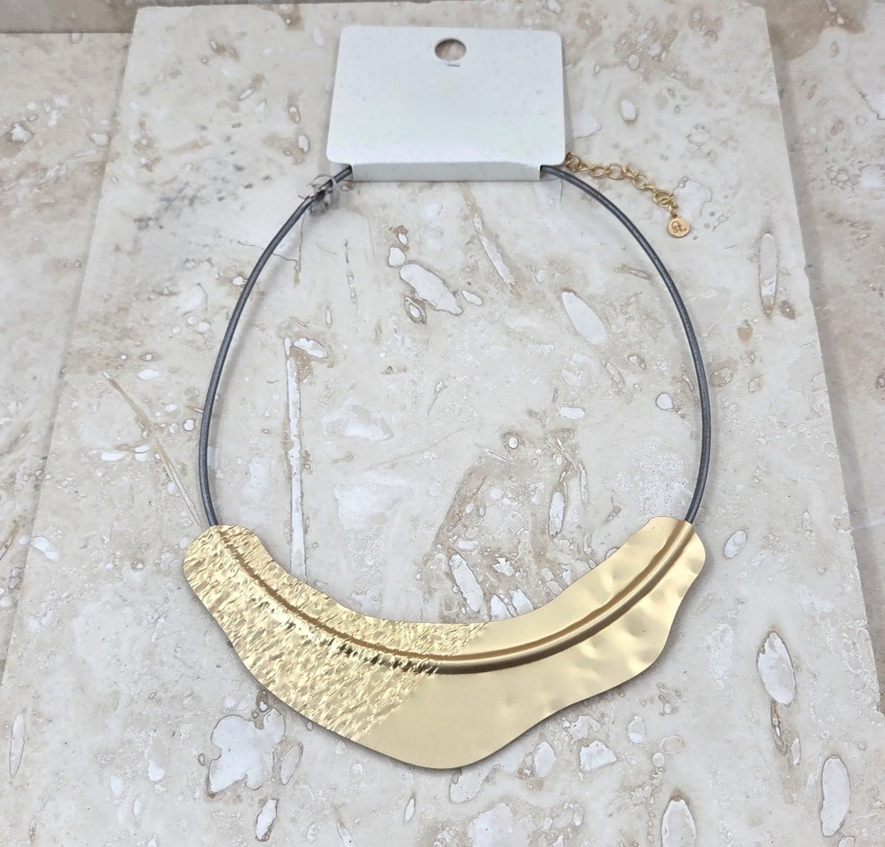 Statement Pendant in Hammered Gold
