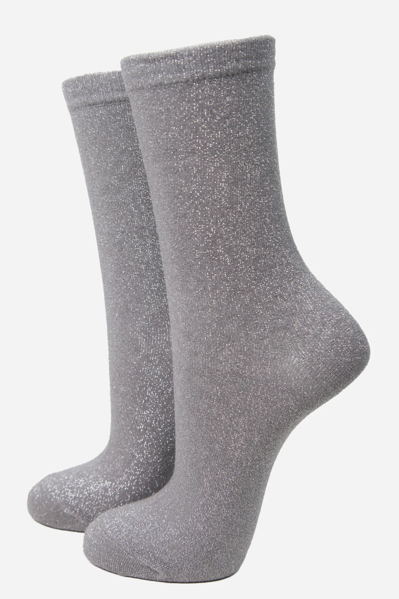 Glitter Cotton Socks in Silver
