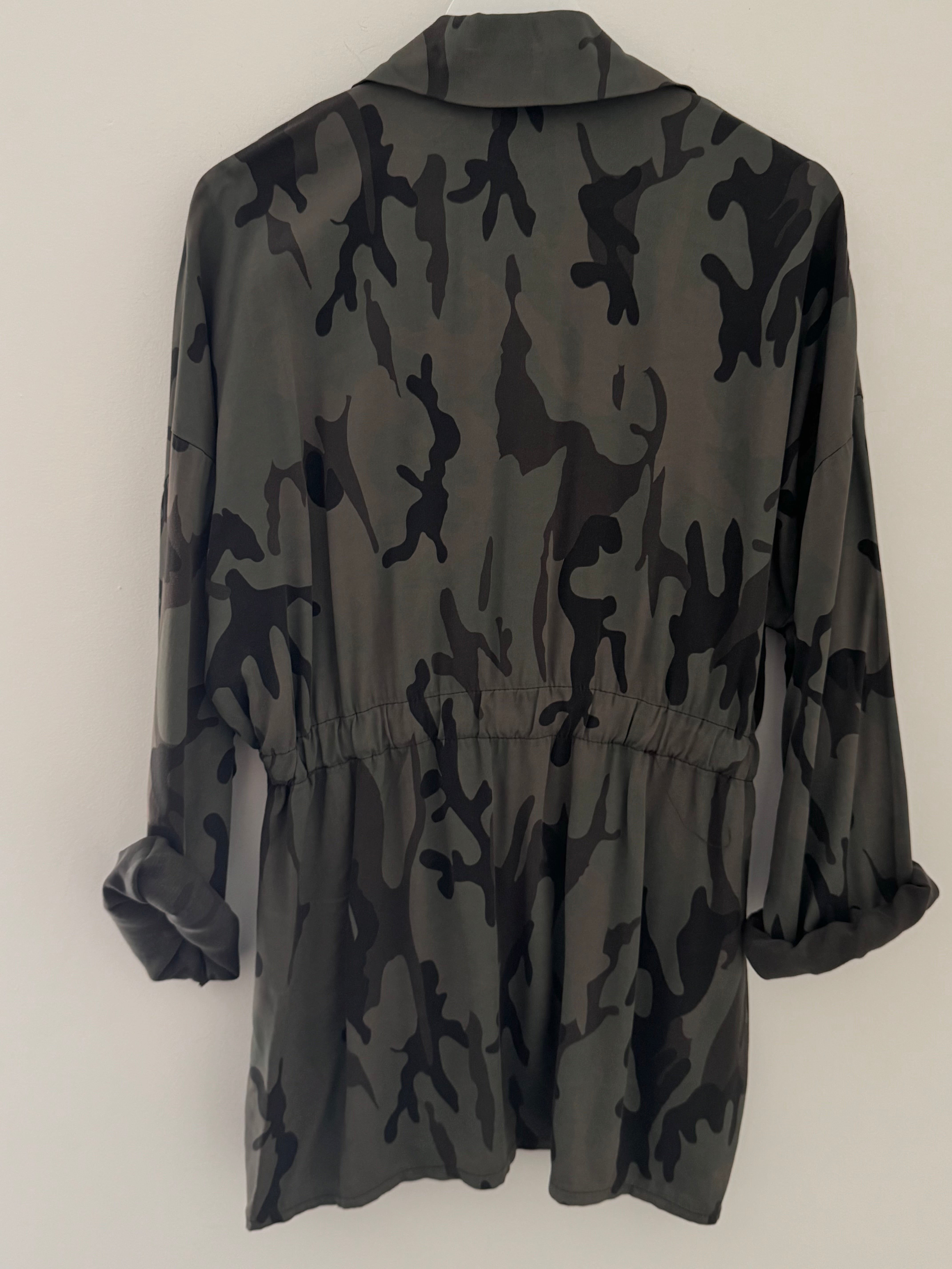 Light Camo Shacket in Khaki & Chocolate