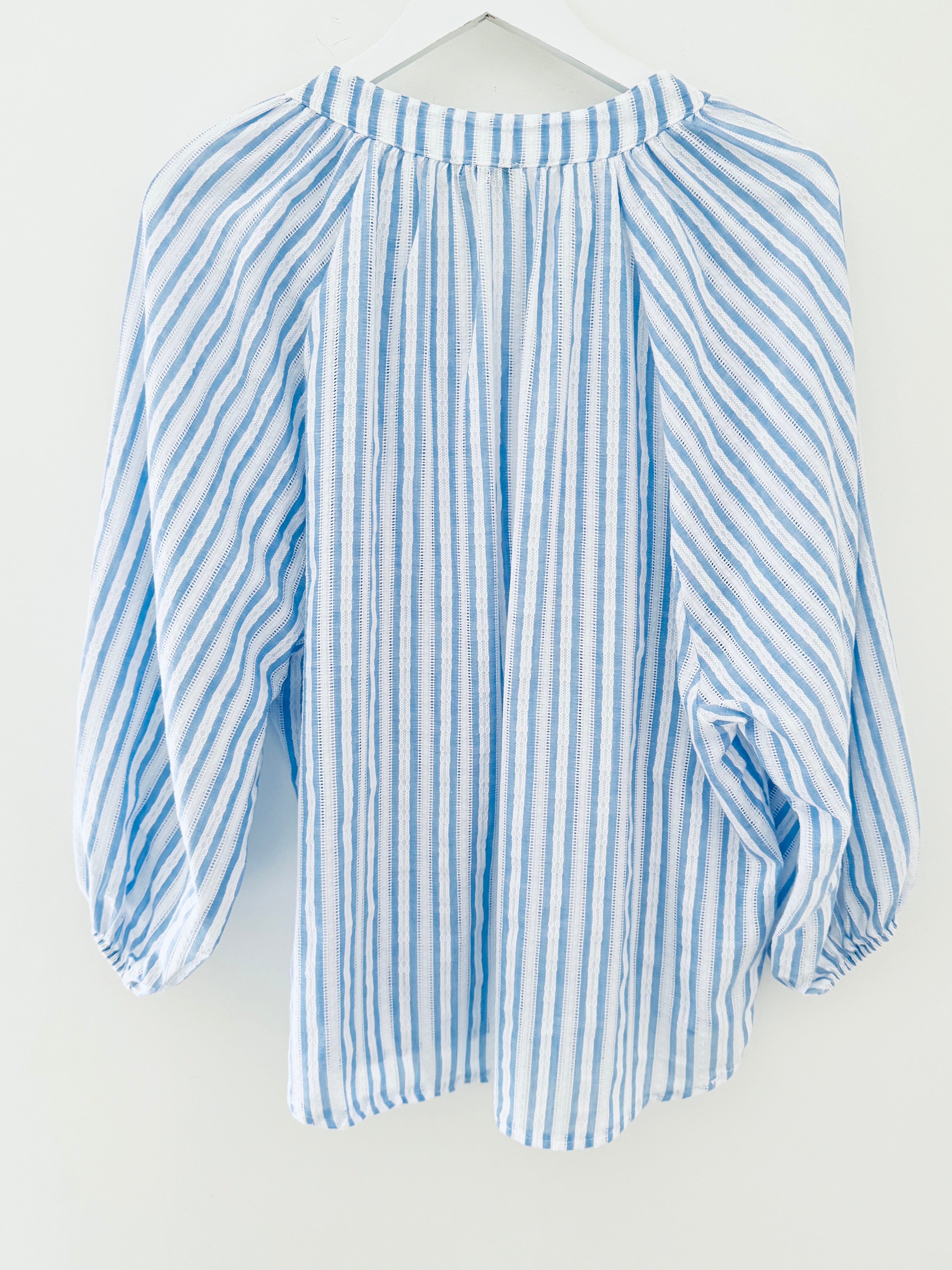 Fresh Cotton Blouse in Blue & White Stripes