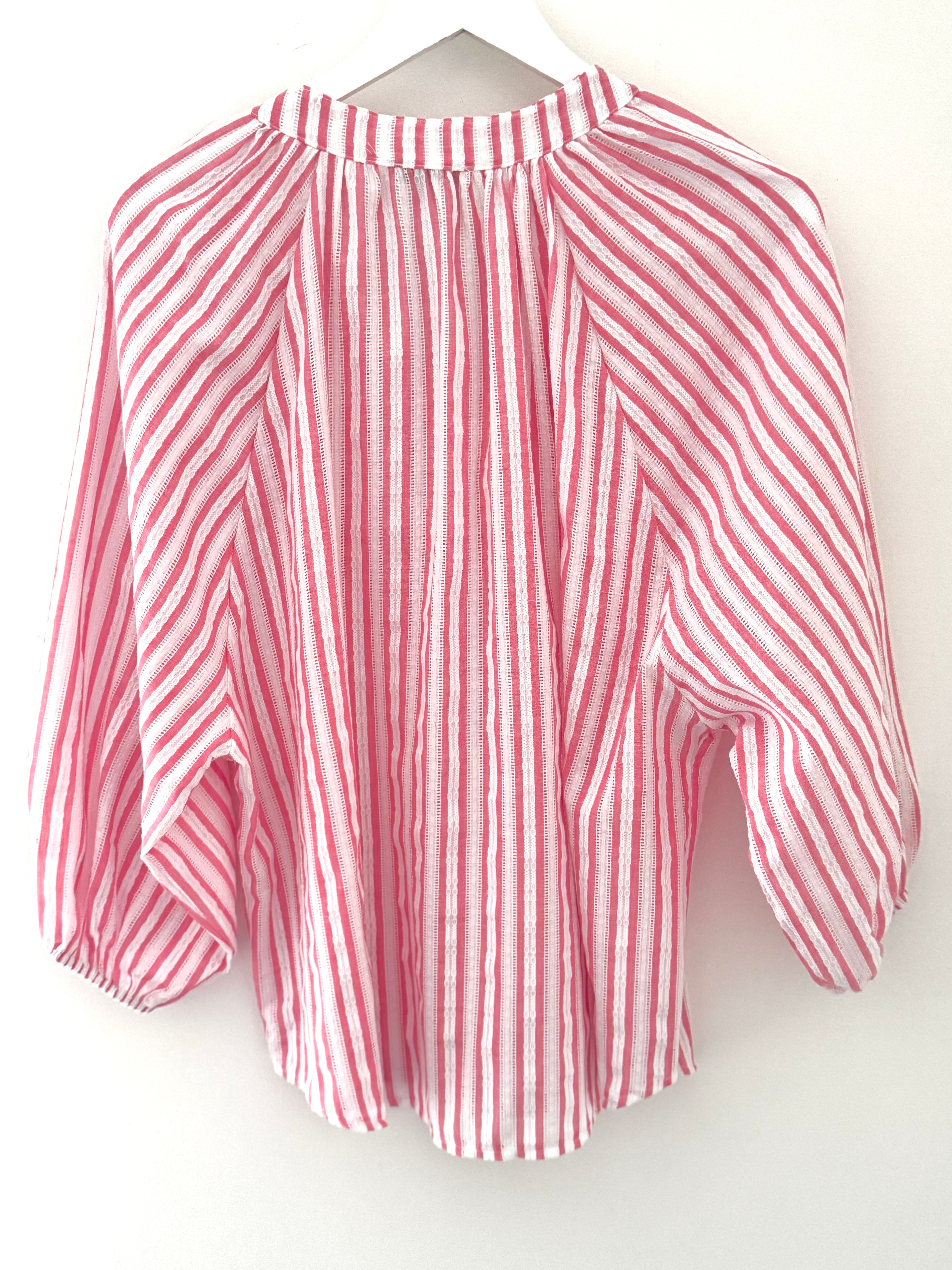 Fresh Cotton Blouse in Pink & White Stripes