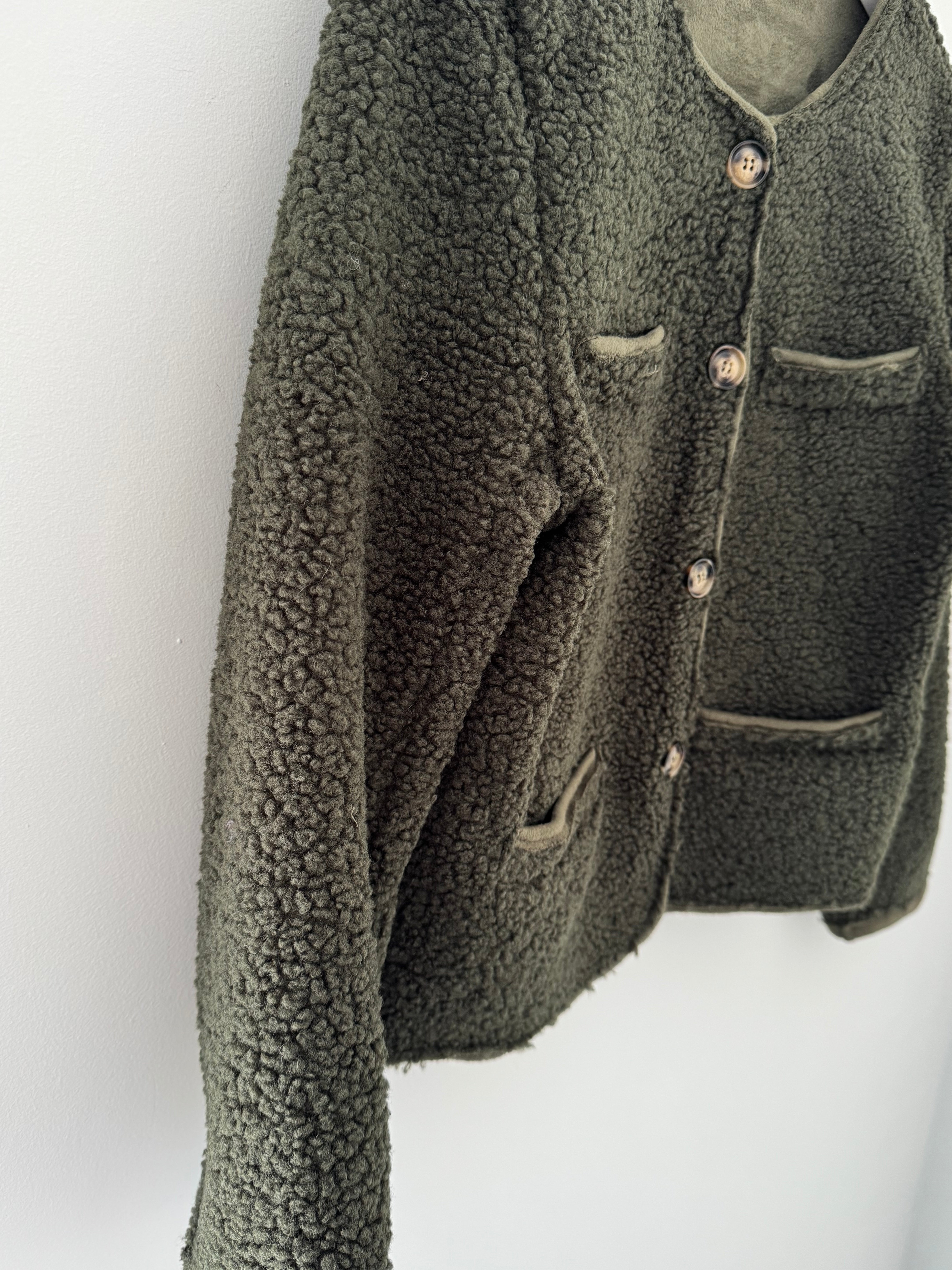 Soft Teddy Jacket in Khaki