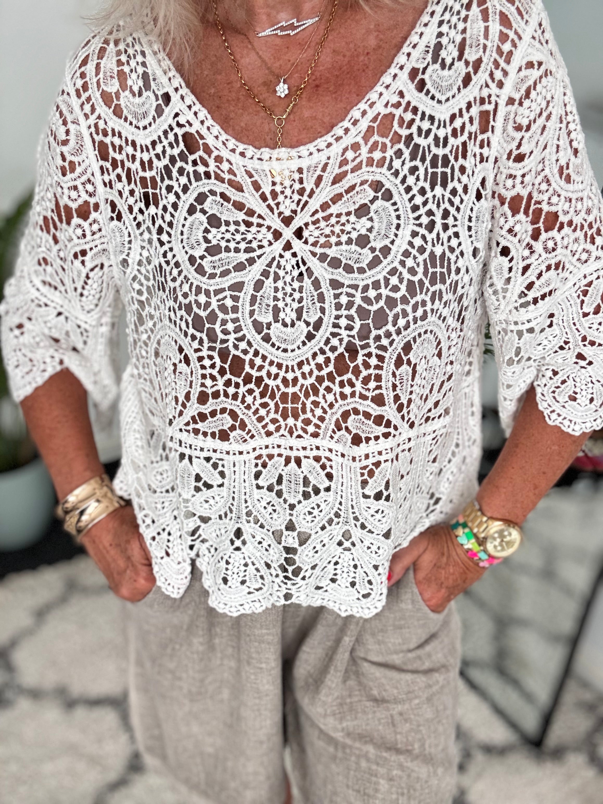 Crochet Top in Ivory