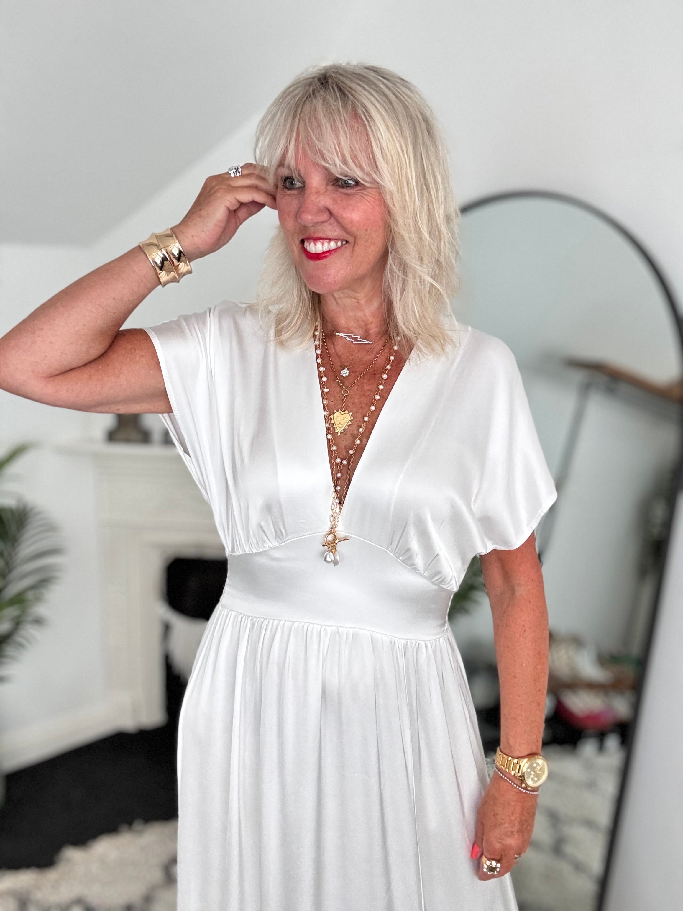 Luxe Silky Dress in Ivory