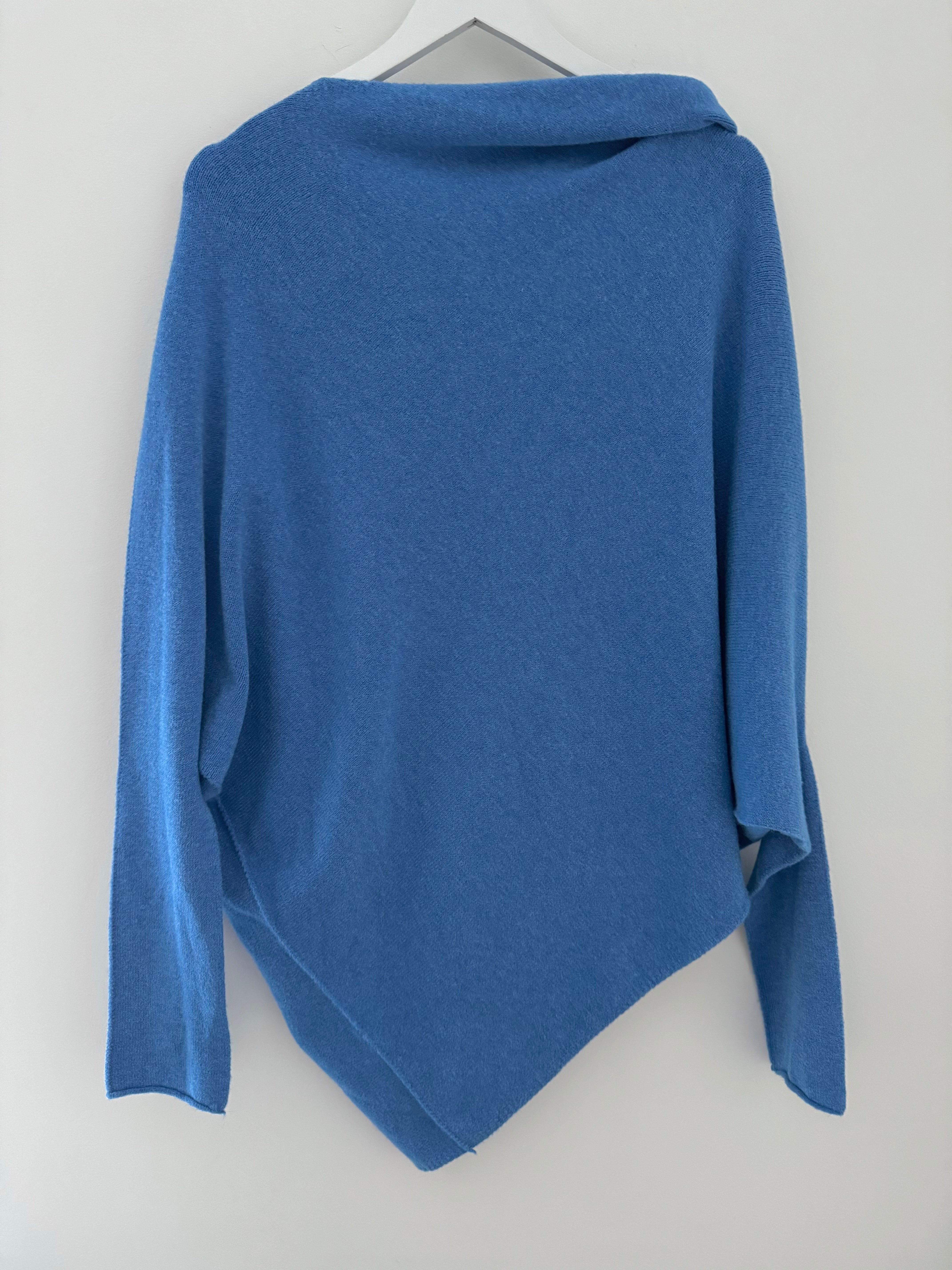 Cowl Neck Asymmetric Jumper in Cornflower