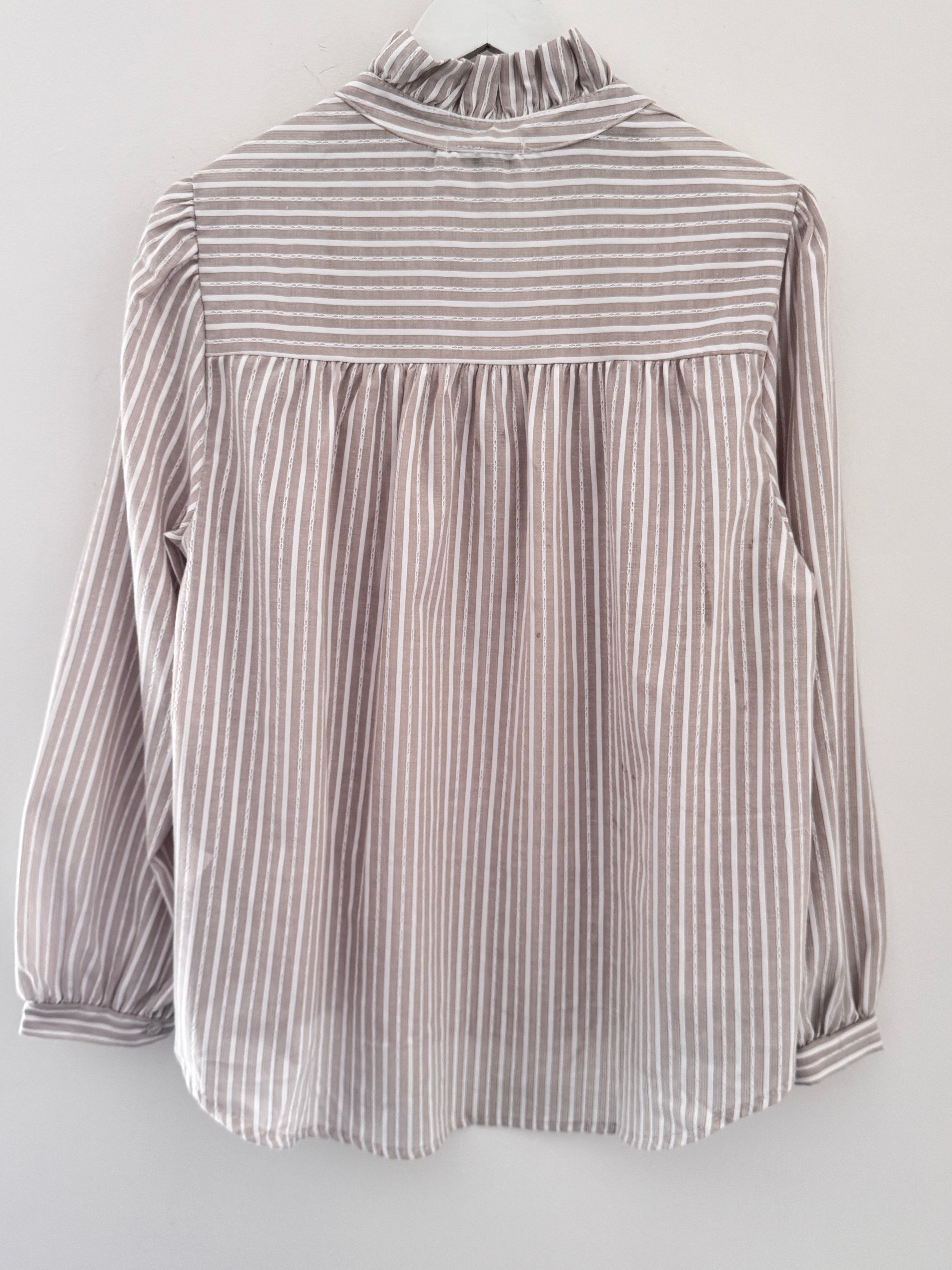 Fresh Cotton Blouse in Stone & White Stripes