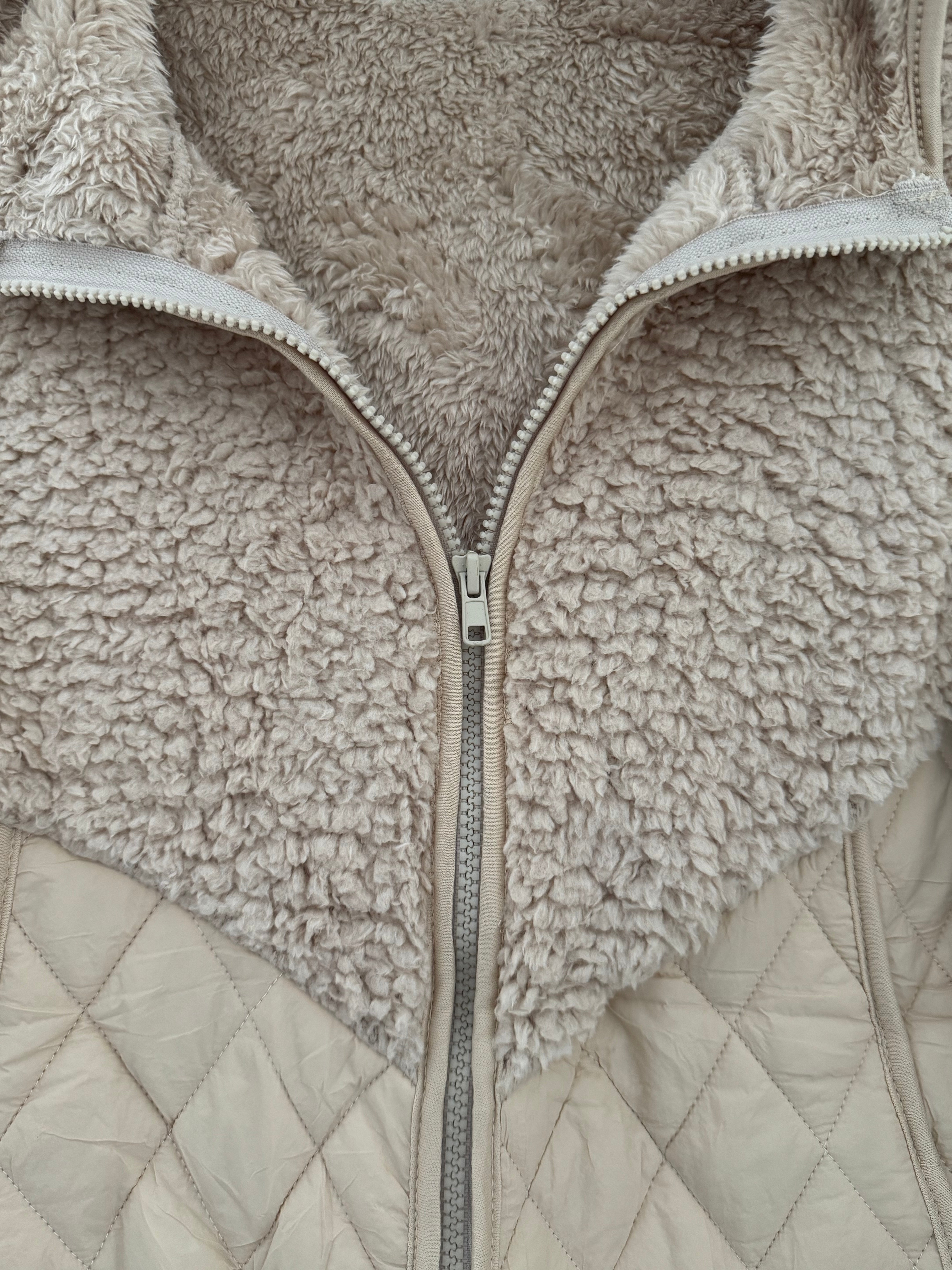 Quilted Zip Fleece in Soft Stone