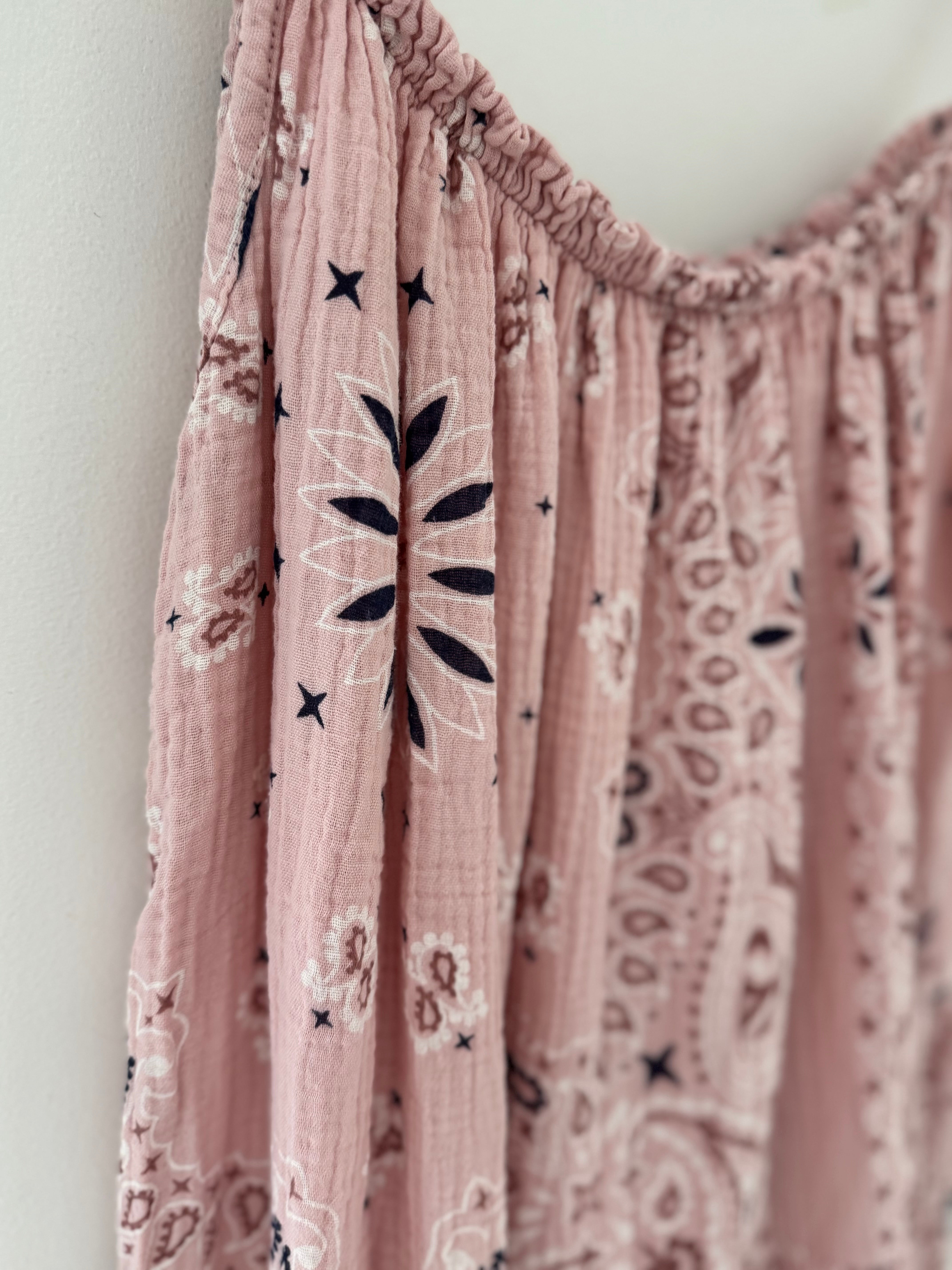 Paisley Cheesecloth Dress in Pink