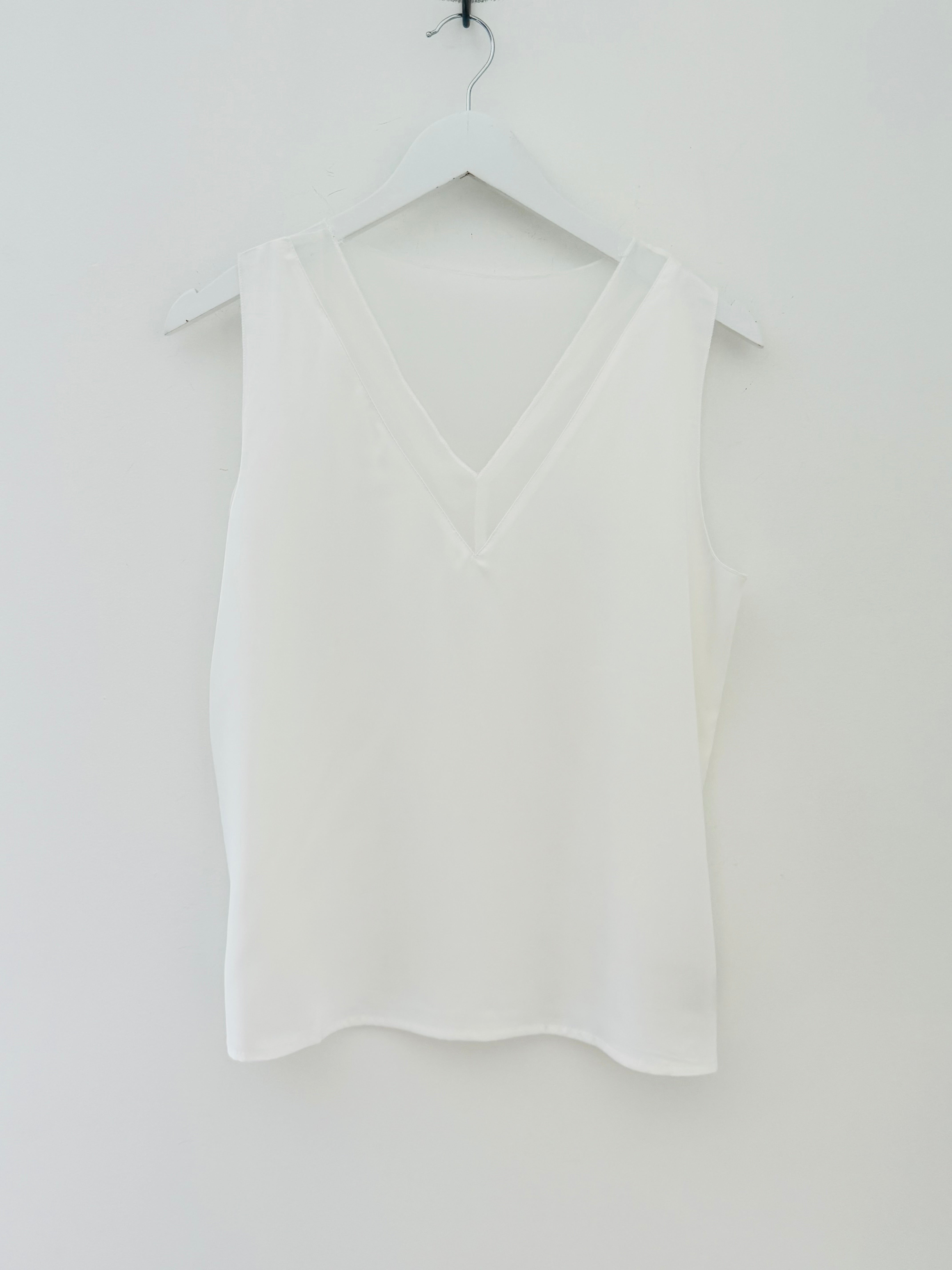 Silky V Neck Vest in Ivory