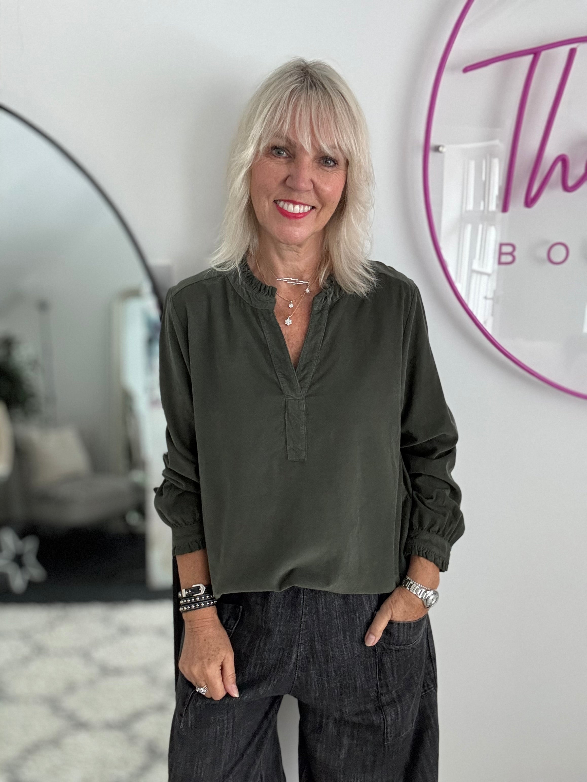 Soft Fine Cord Shirt in Khaki