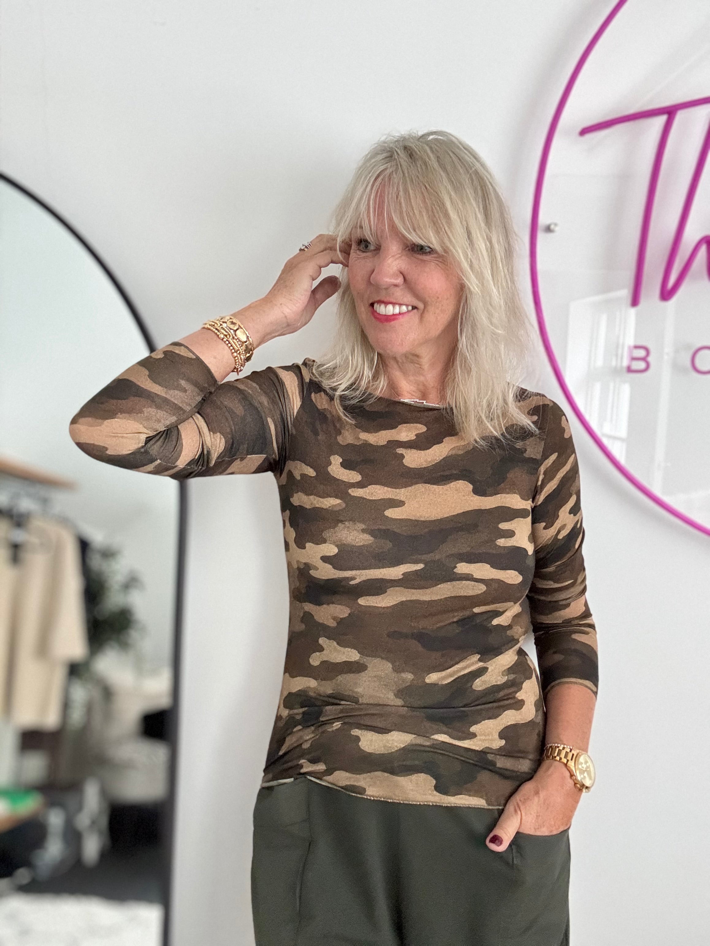 Ultrasoft Cashmere Blend Base Layer in Khaki & Cocoa Camo