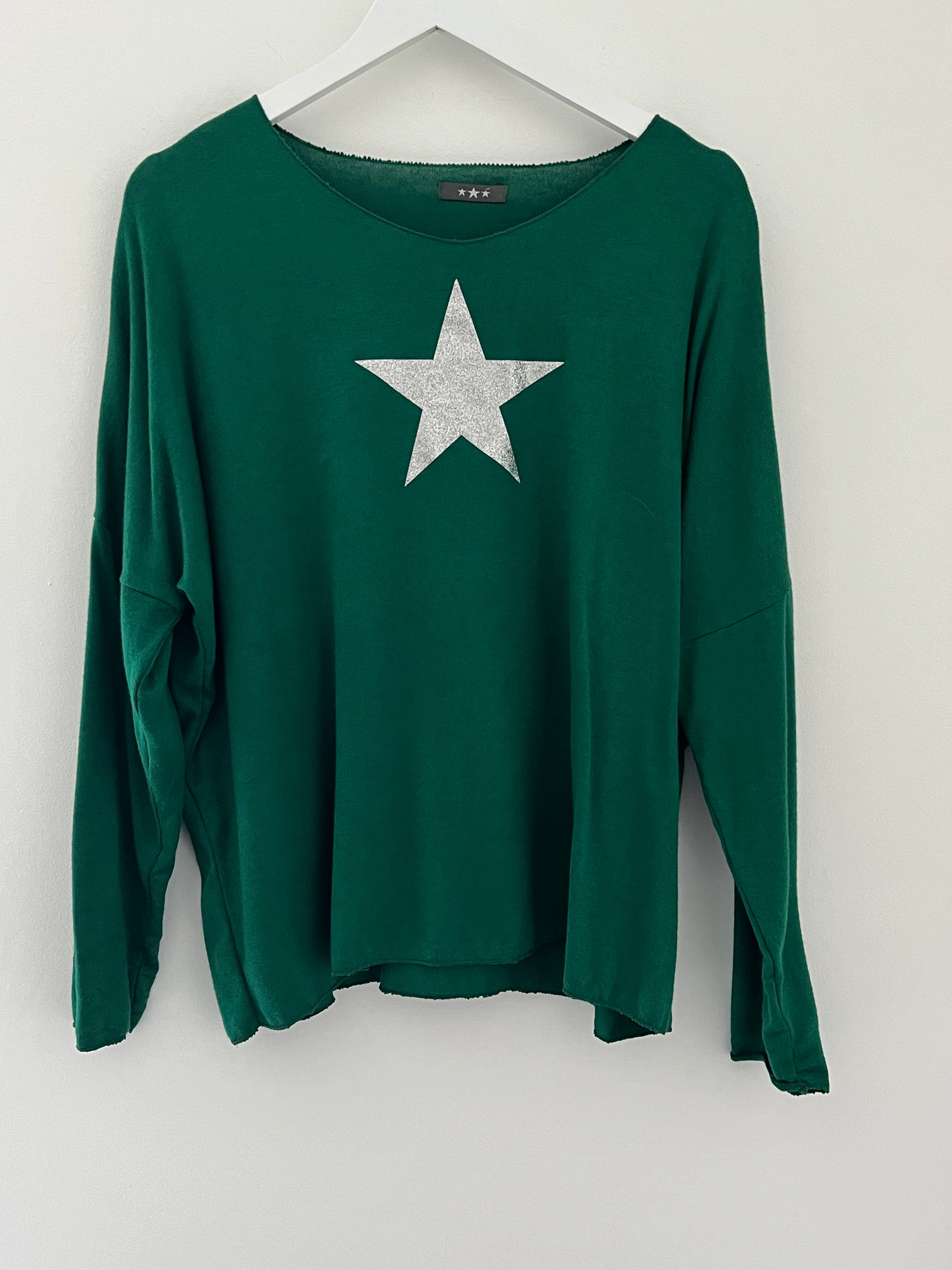 Silver Star Jumper in Forest Green