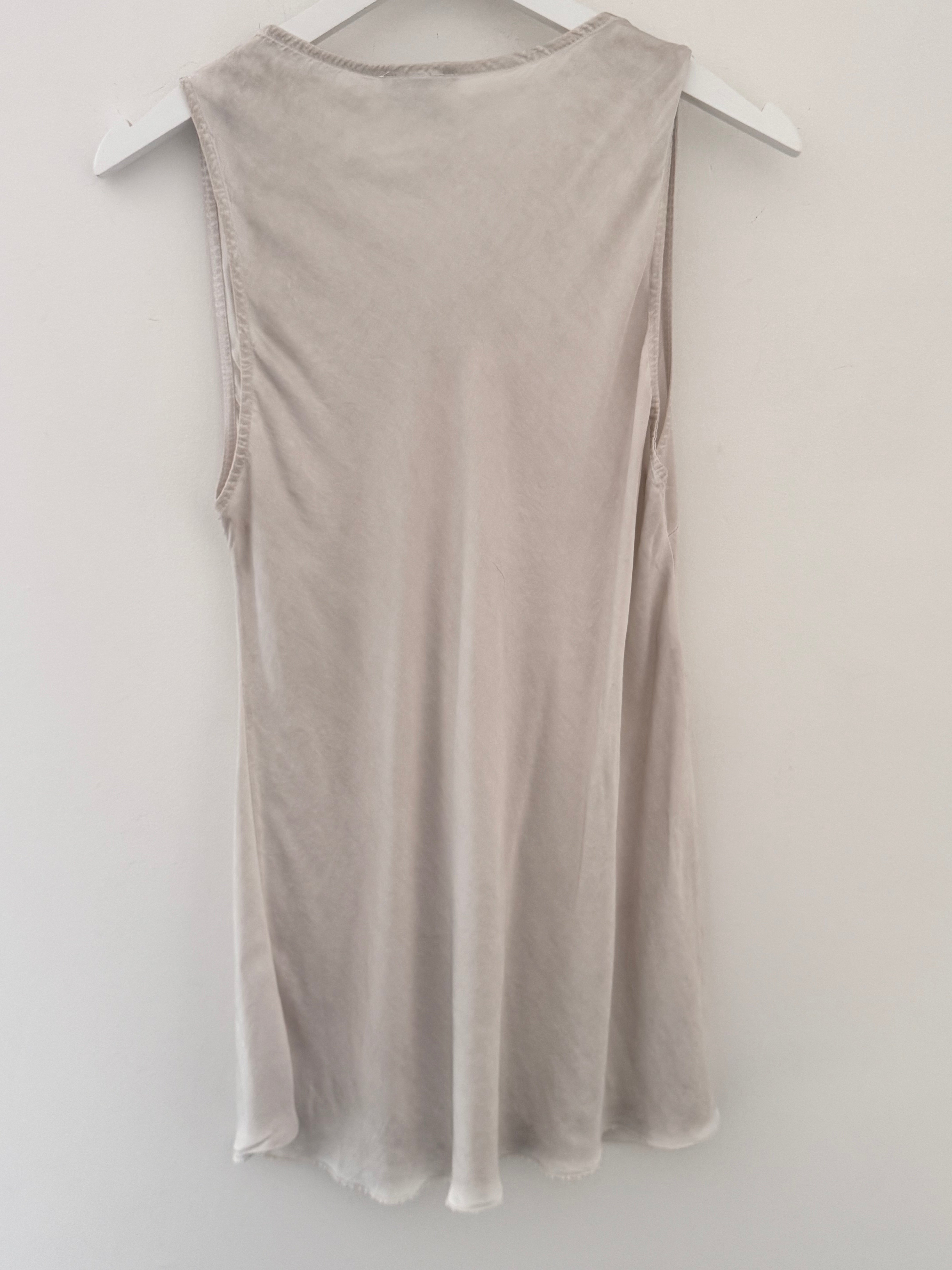 Lace Trim Silk Top in Ecru