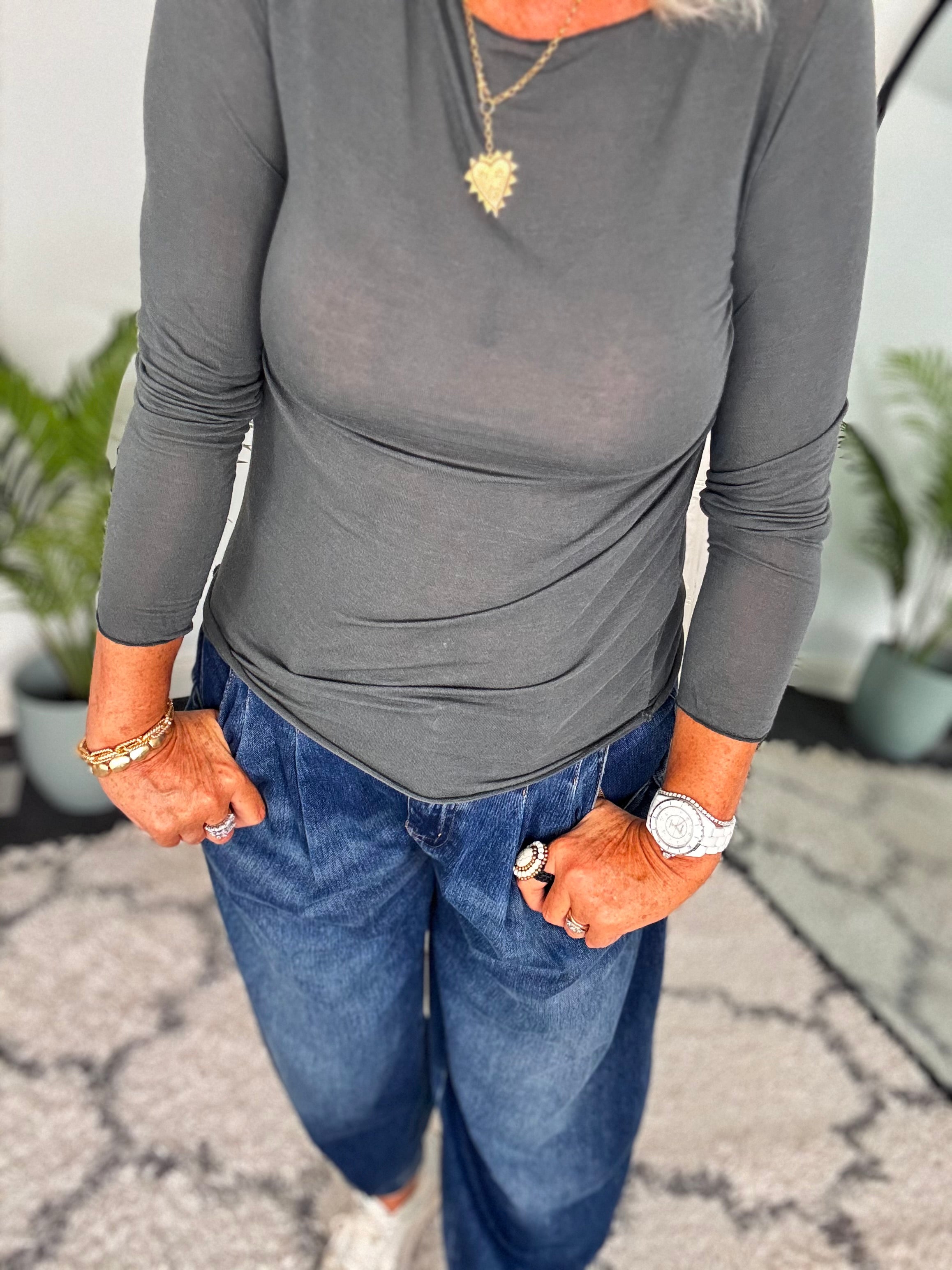 Ultrasoft Cashmere Blend Base Layer in Charcoal
