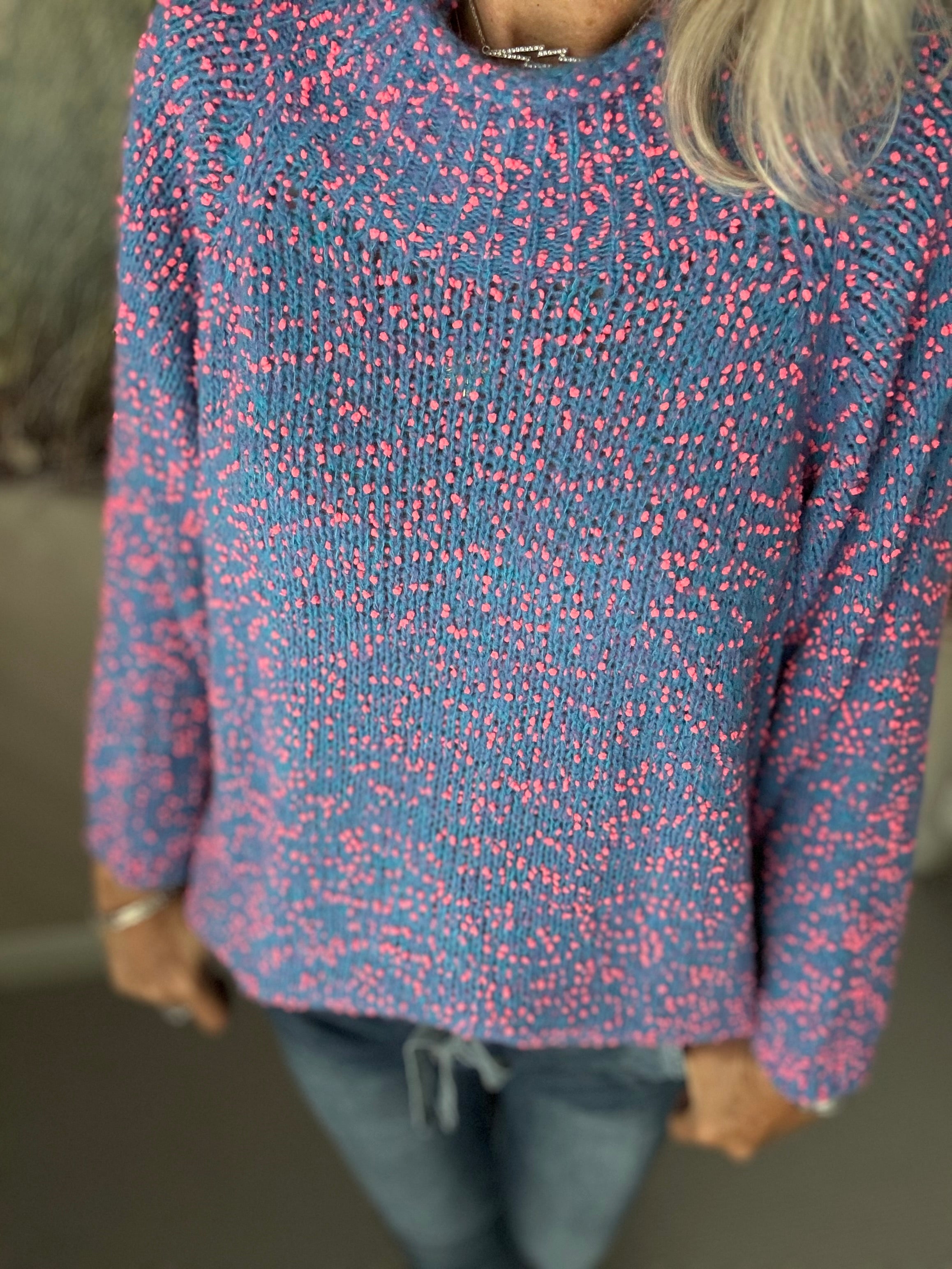 Popcorn Boucle Jumper in Blue Pink