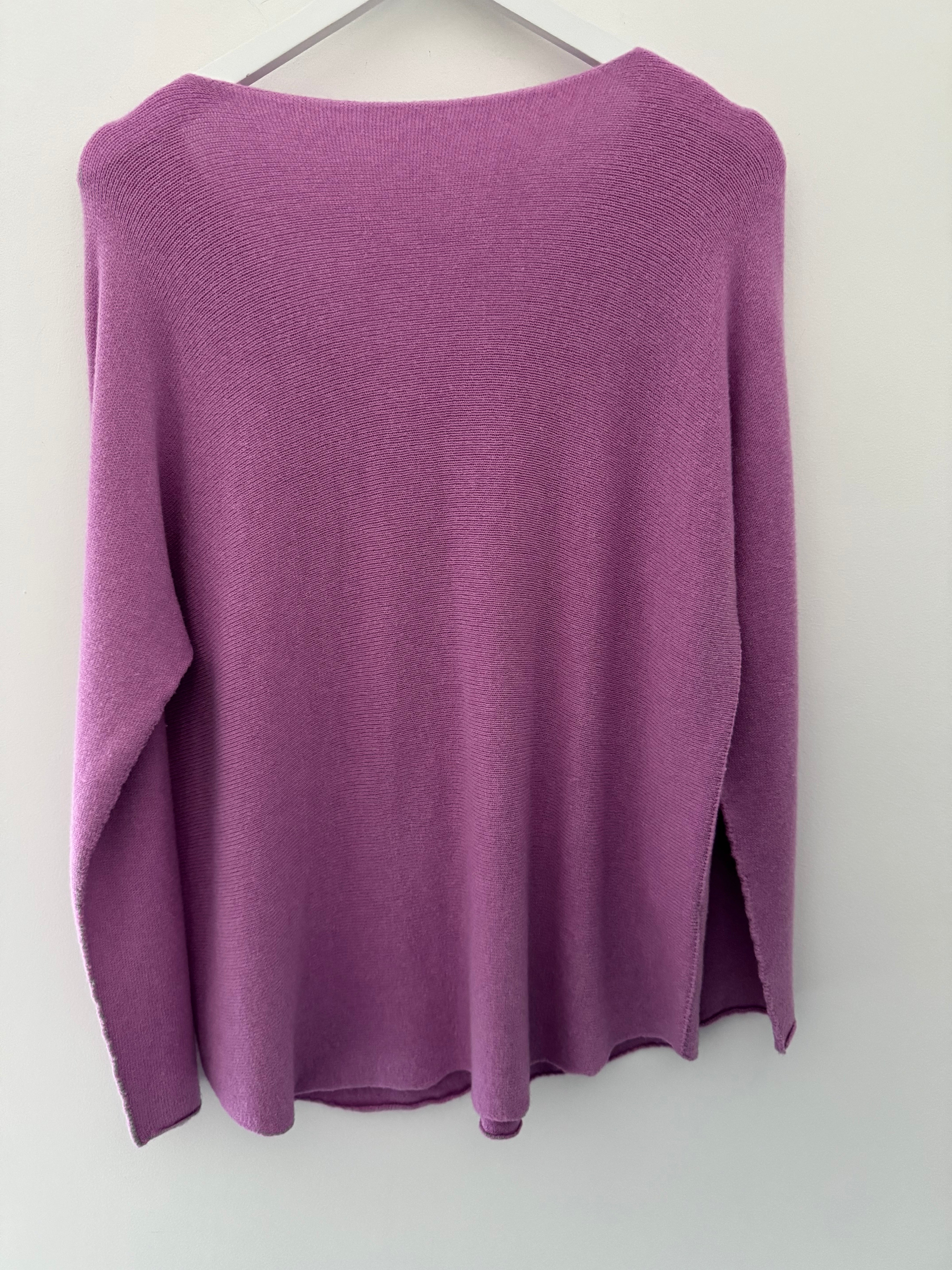 V Neck Glitter Star Jumper in Lilac