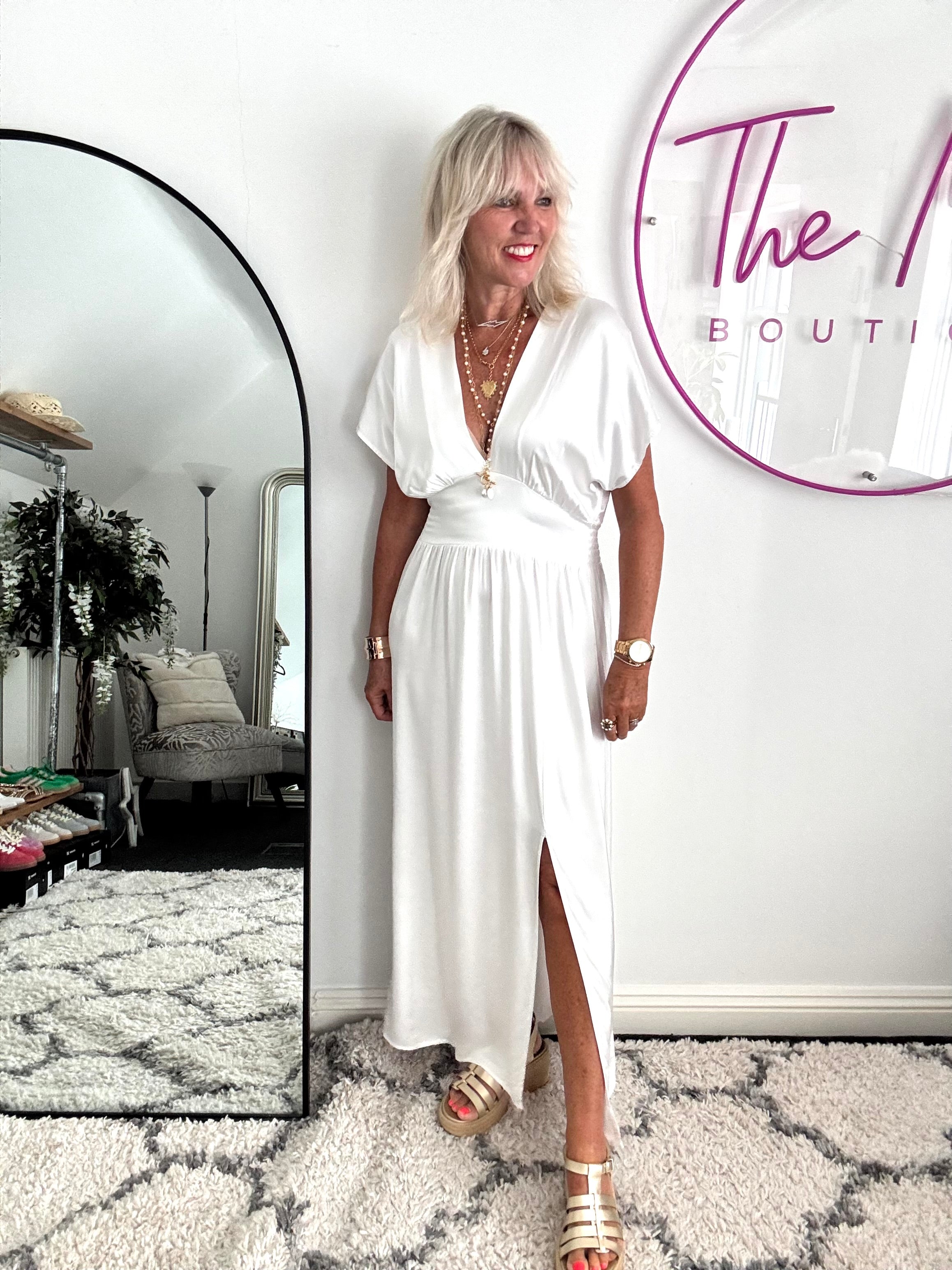 Luxe Silky Dress in Ivory