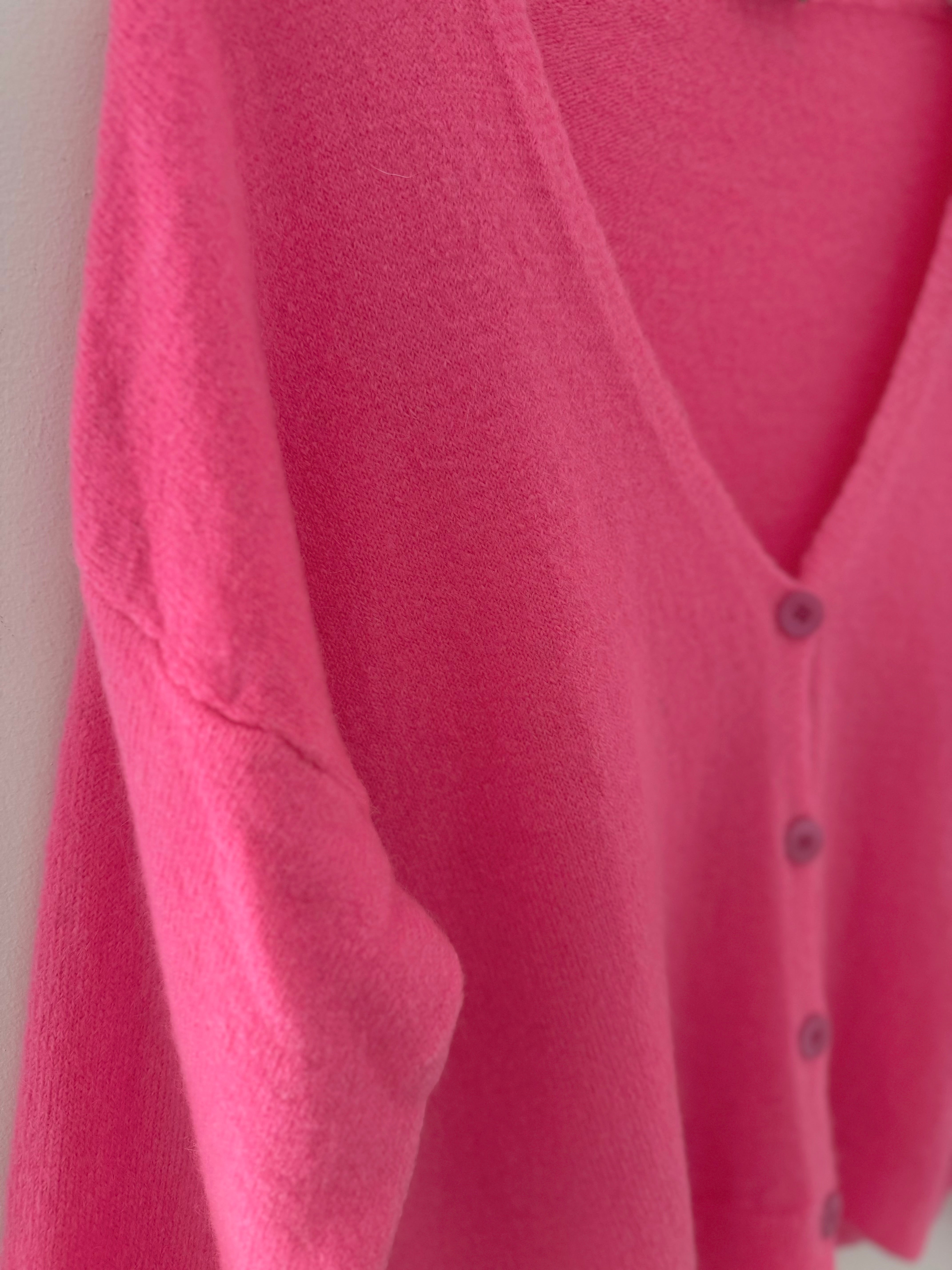 Alpaca Buttoned Cardi in Pink