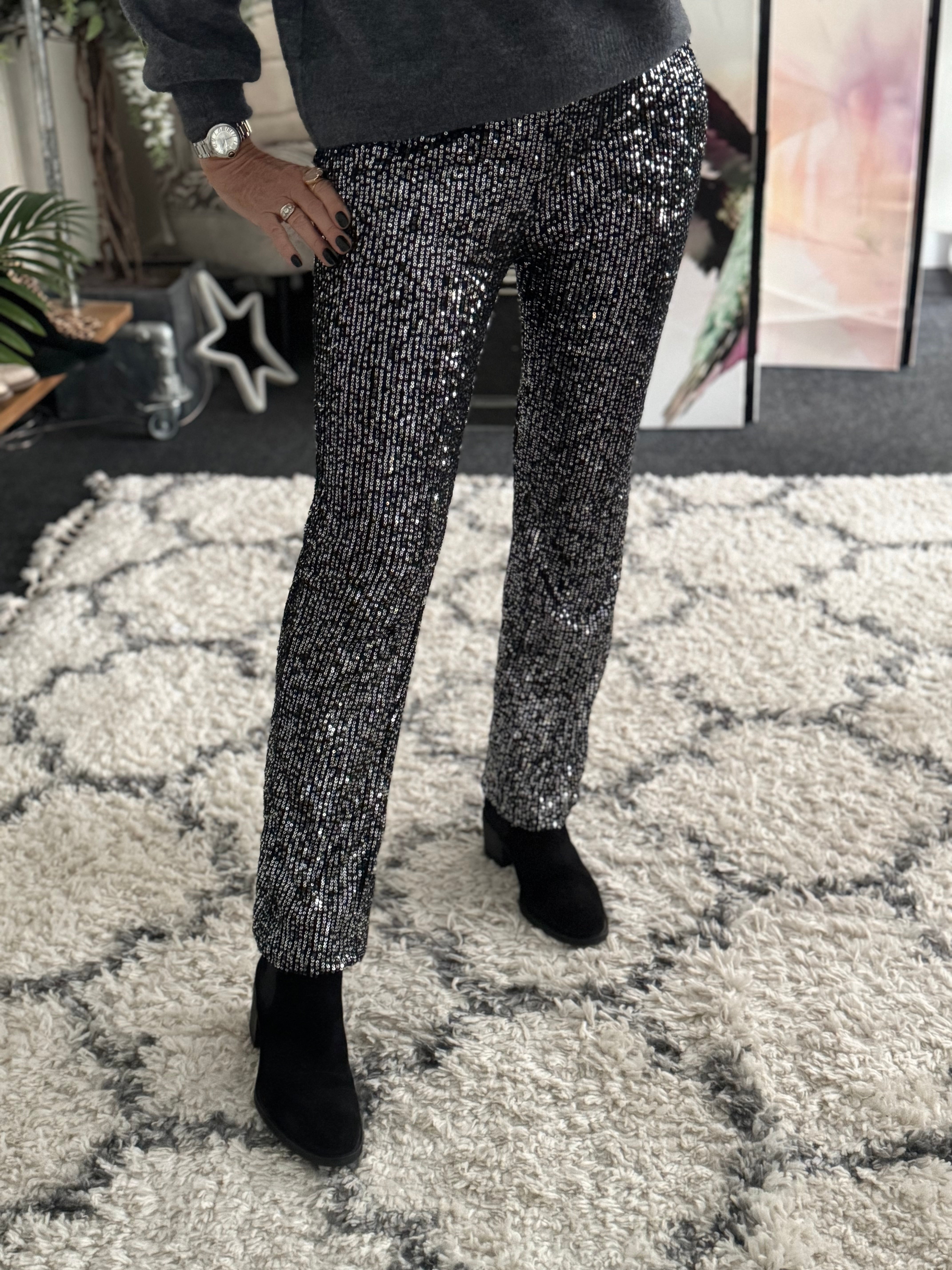 Slim Fit Sequin Trousers