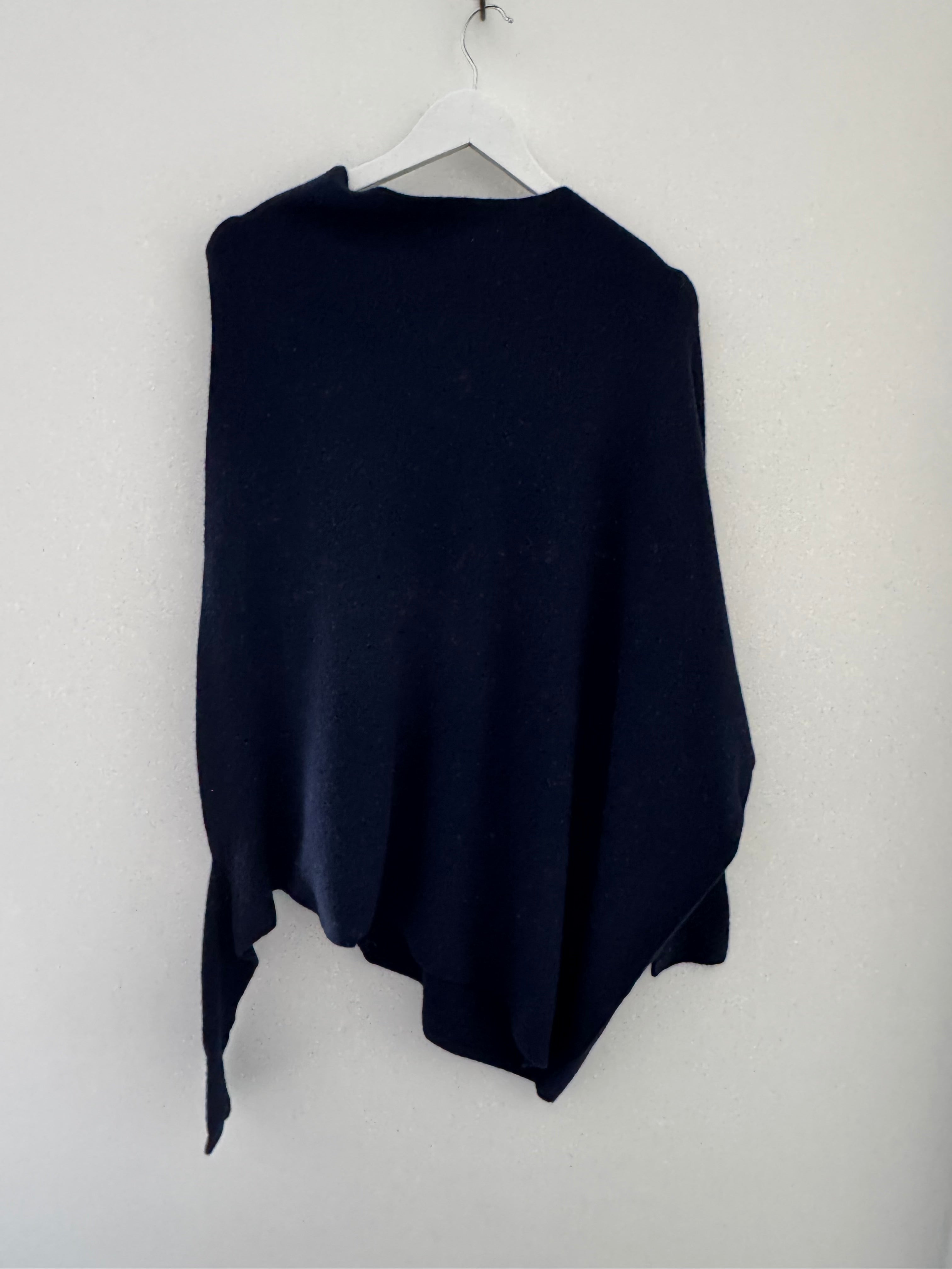 Cowl Neck Asymmetric Jumper in Ink