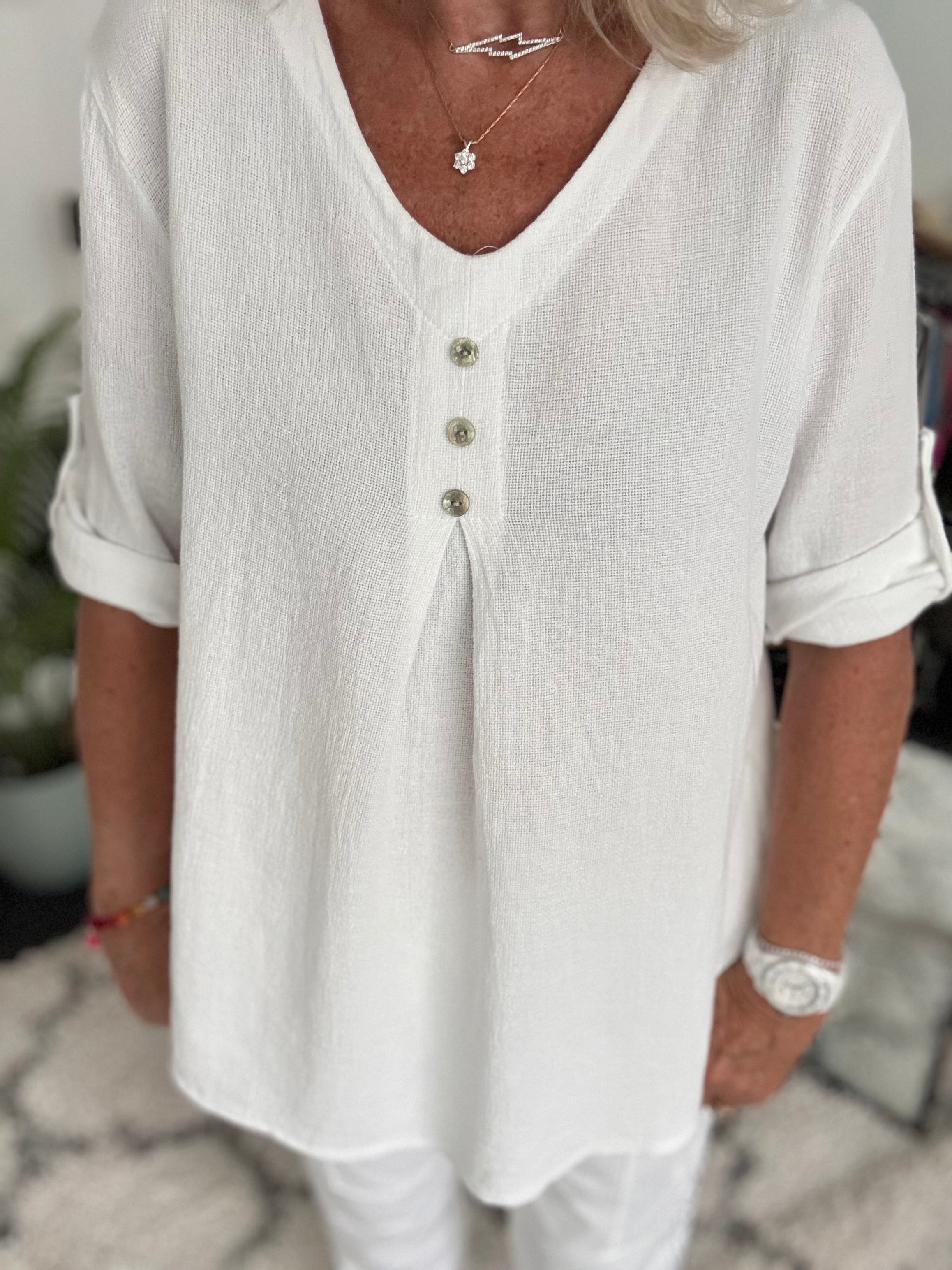 Linen & Cotton Shirt in White