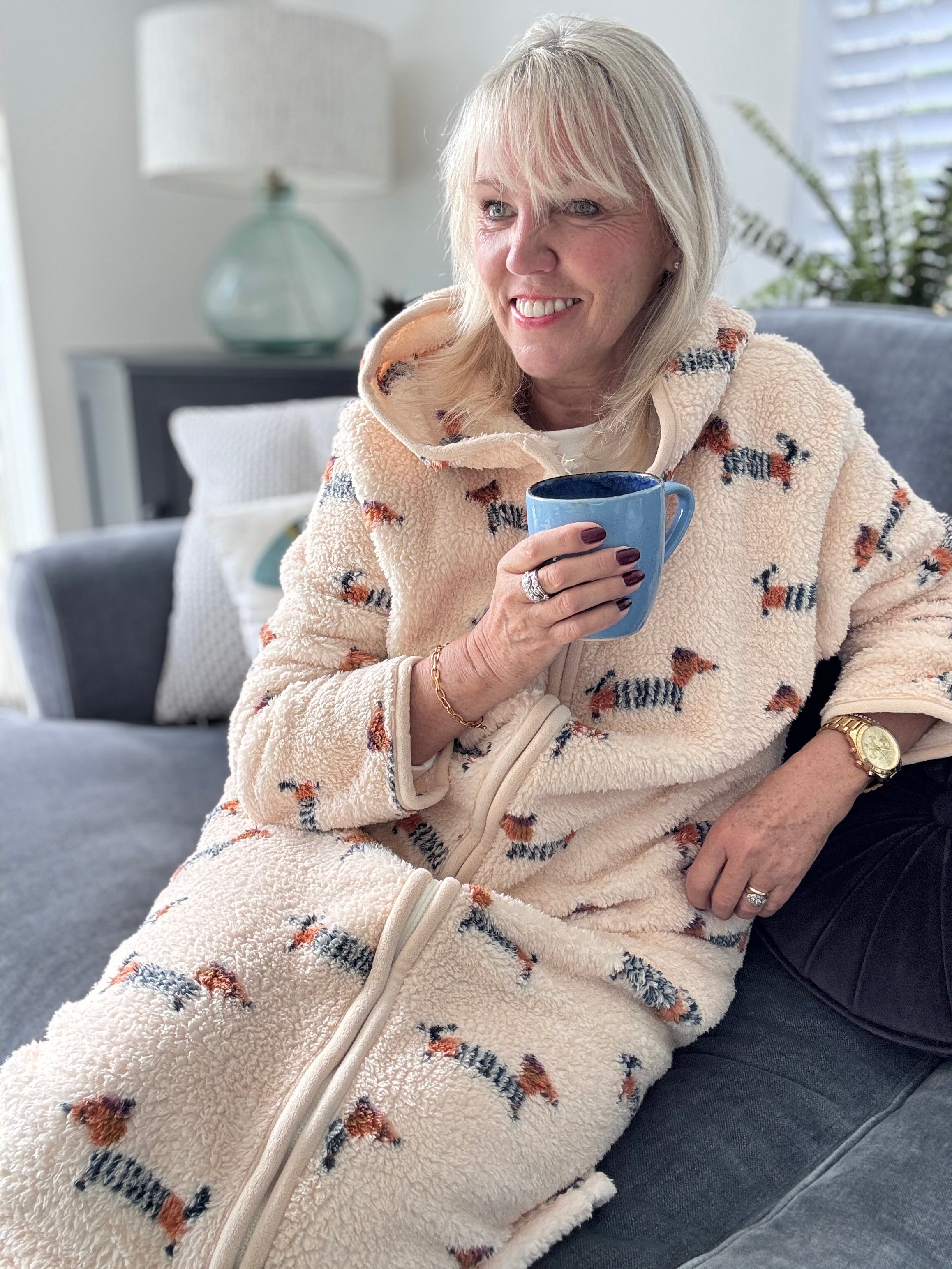 Sausage Dog Zipped Fleece Hooded Loungewear
