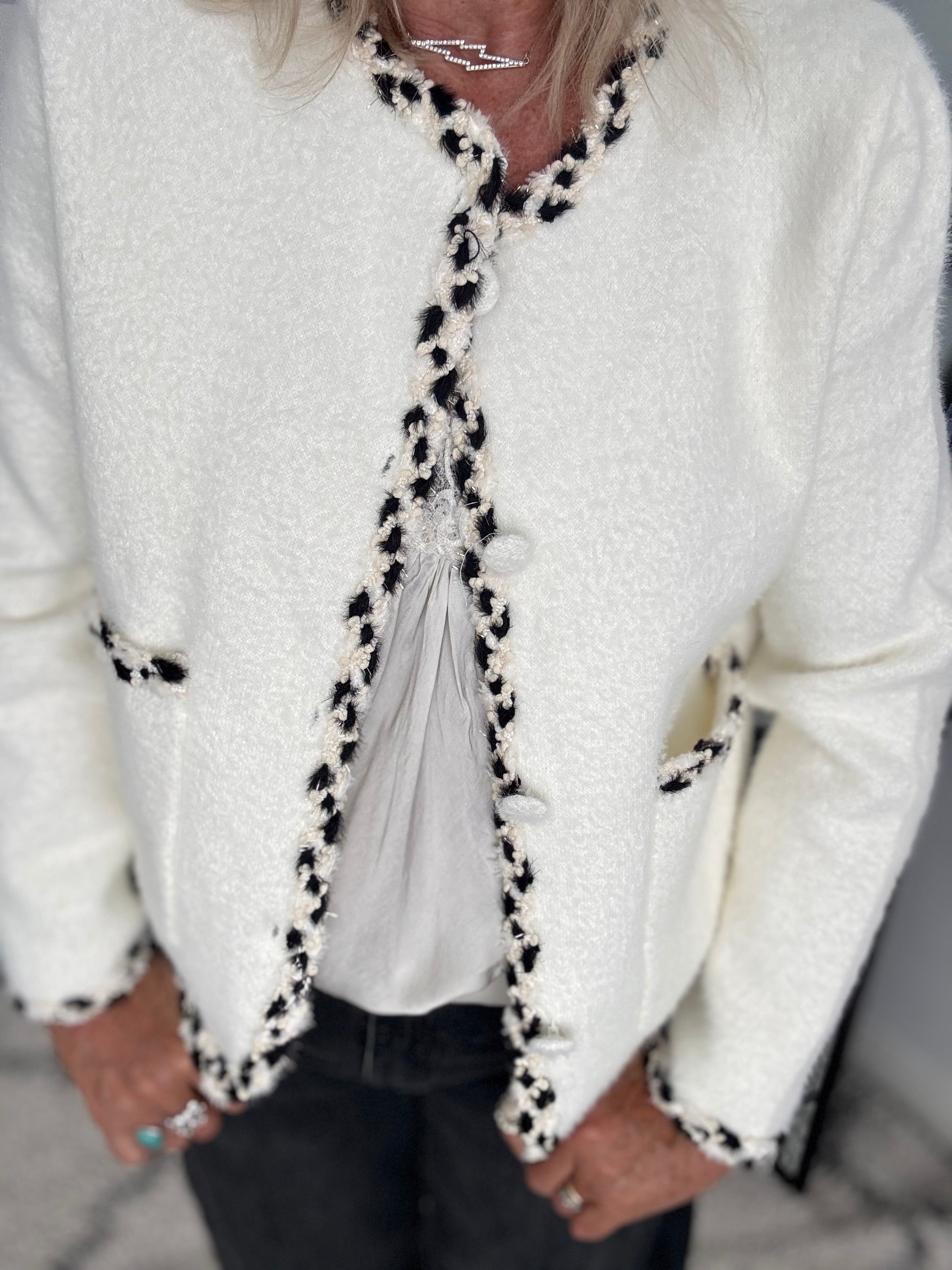 Button Cardi Jacket in Ivory