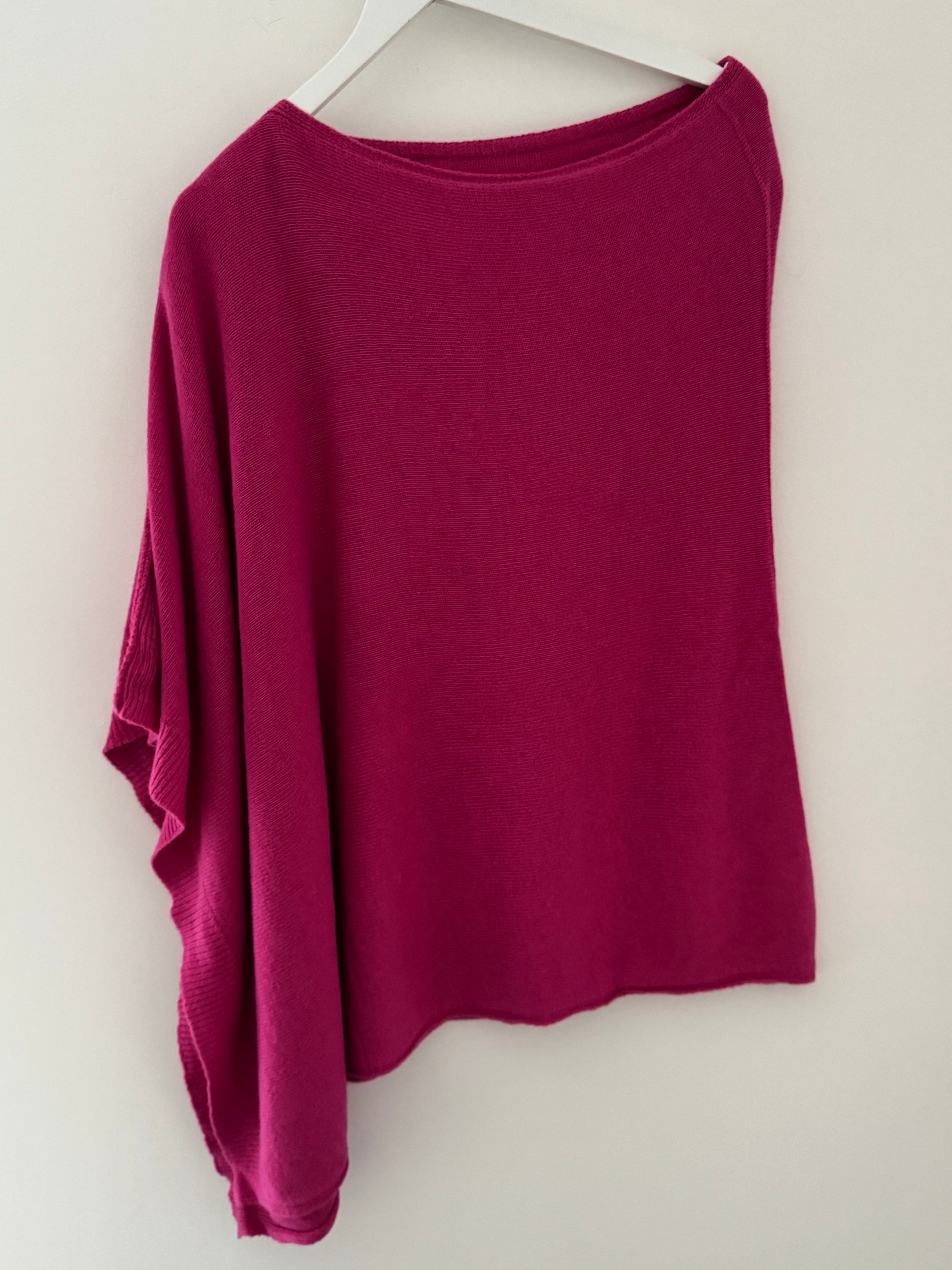 Cashmere Poncho in Fuchsia