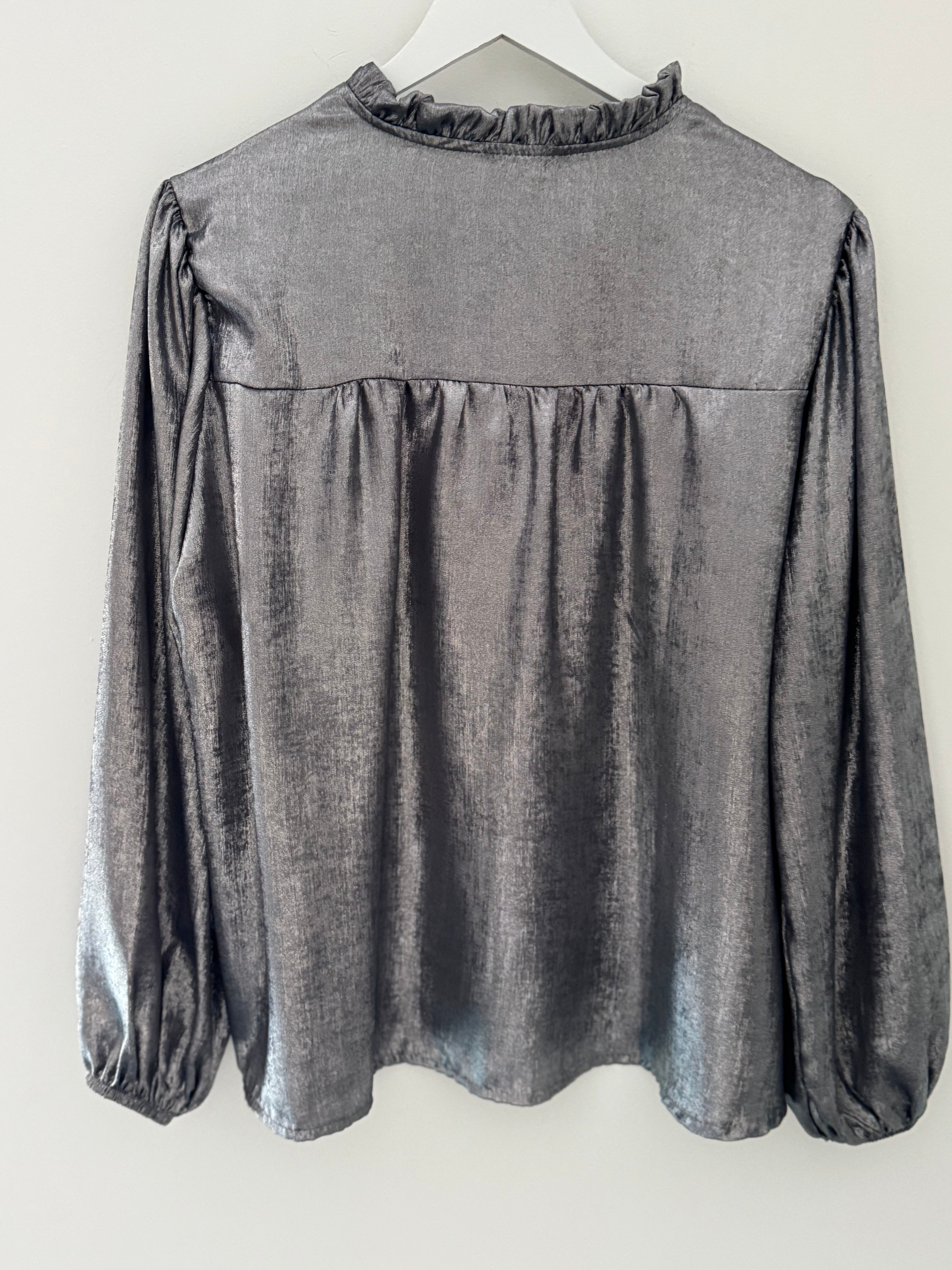 Luxe Metallic Blouse in Silver