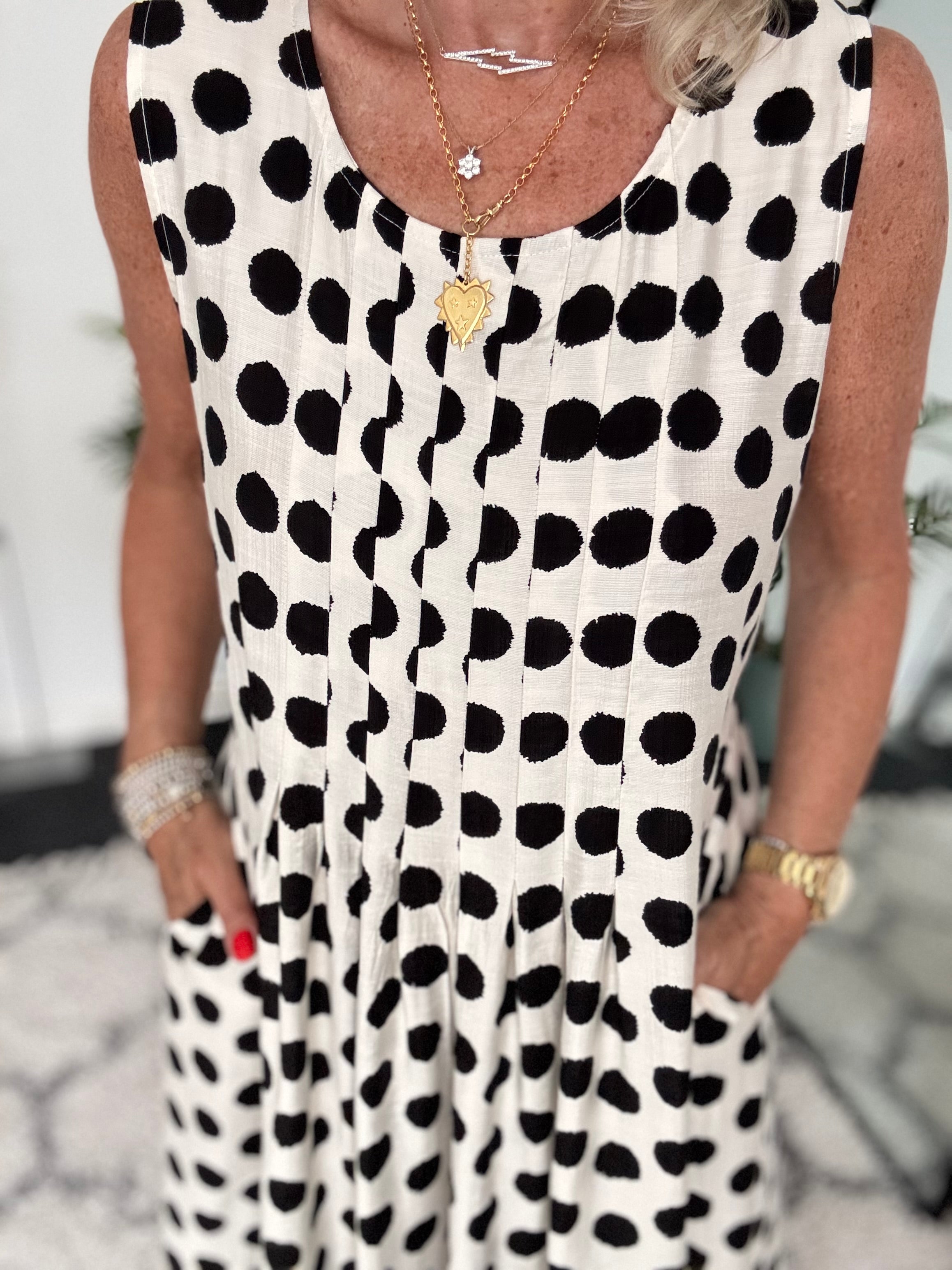 Polkadot Dress in Black & Ecru