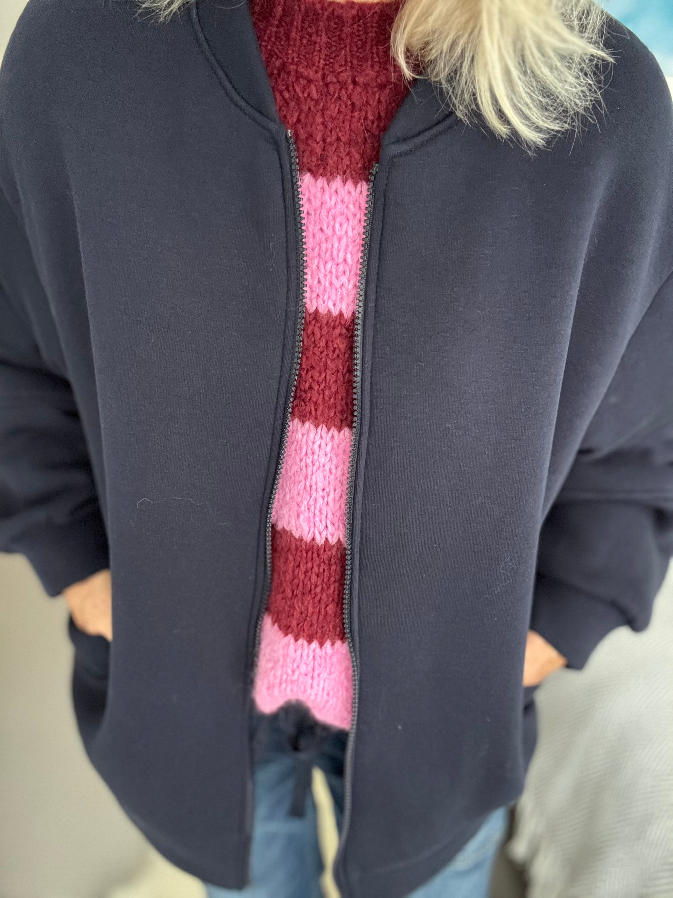 Love Bomber Jacket in Navy & Claret