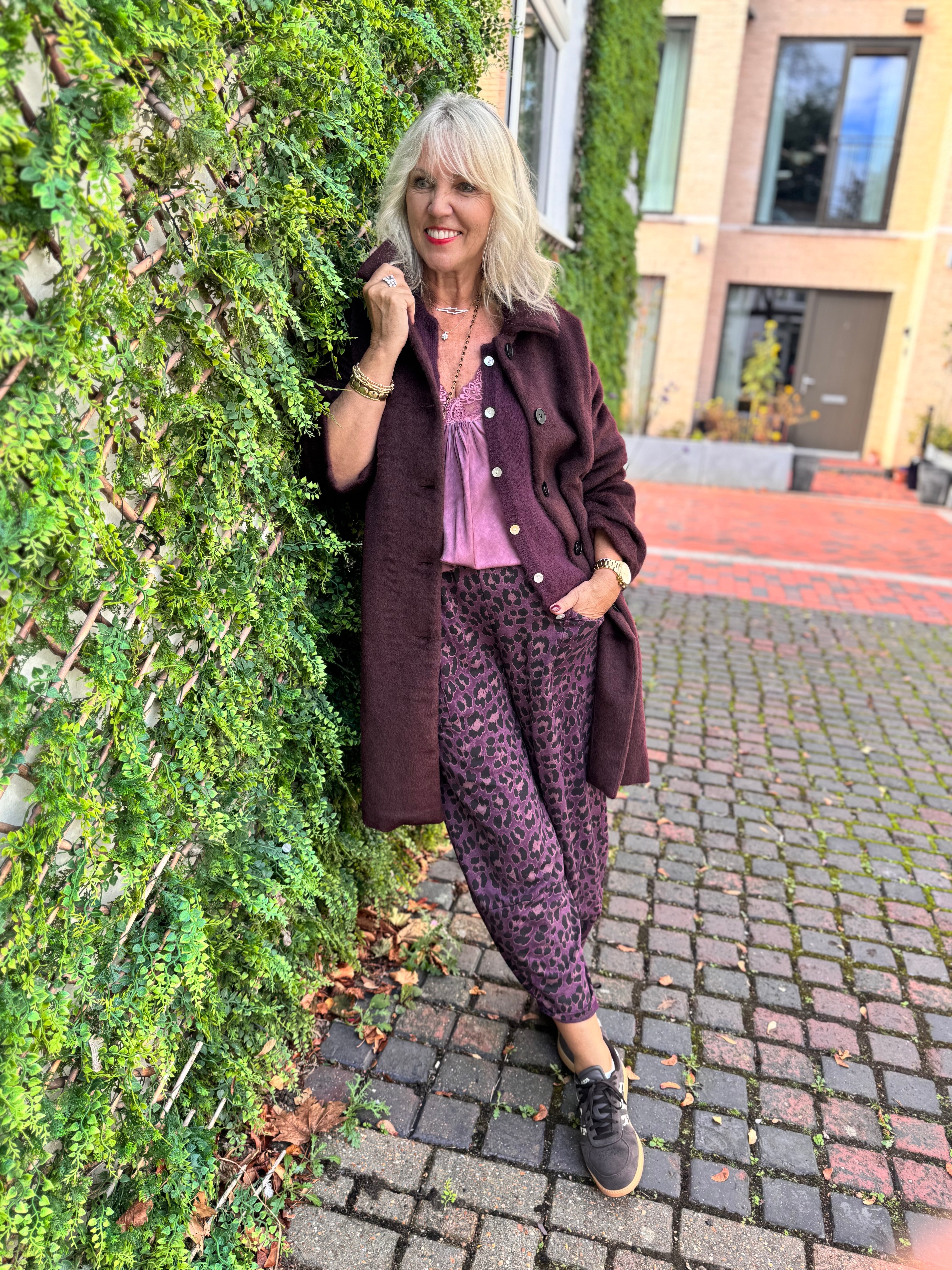 Luxe Mohair Coat in Plum