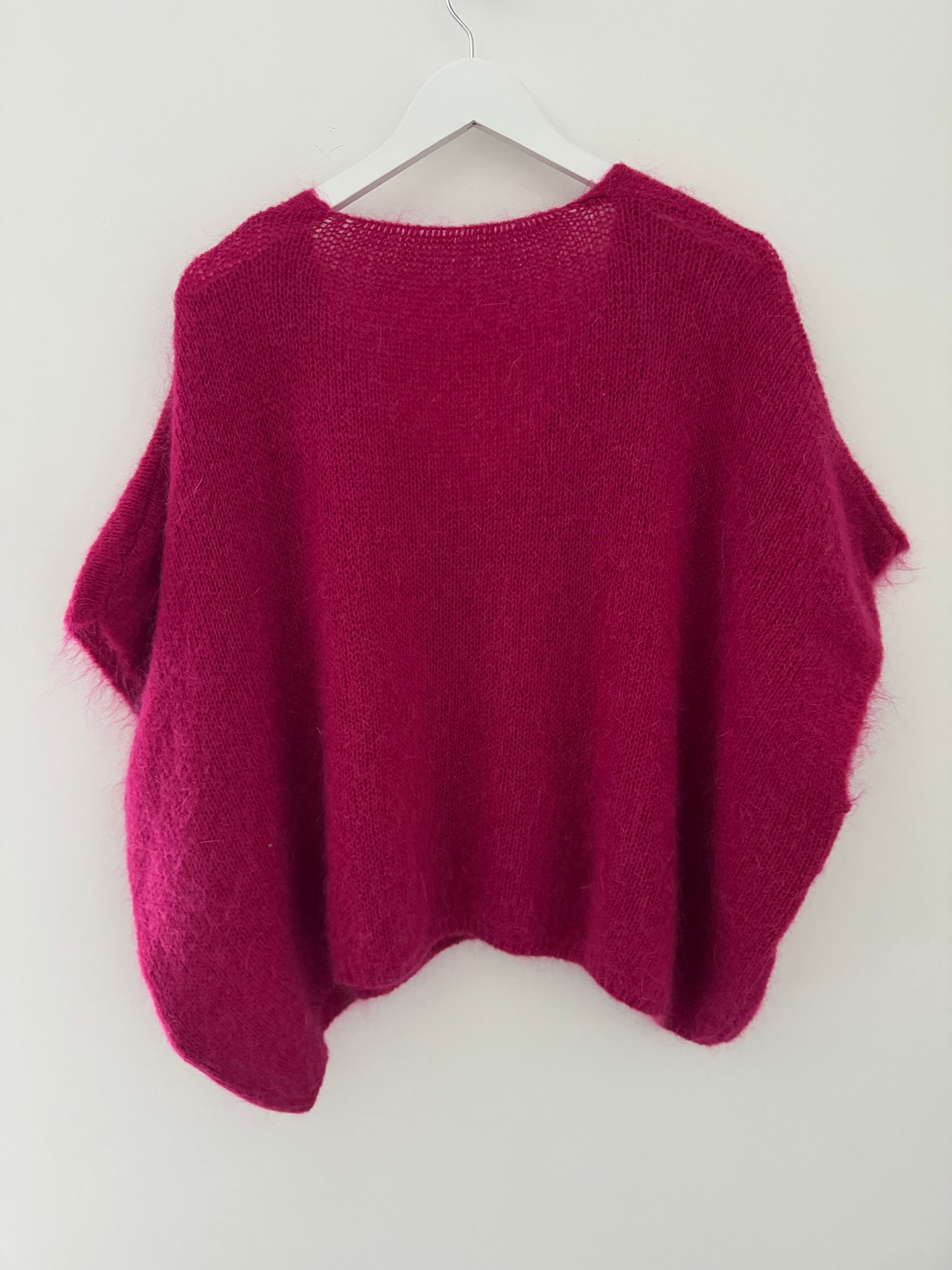 Mohair V Neck Tank in Raspberry