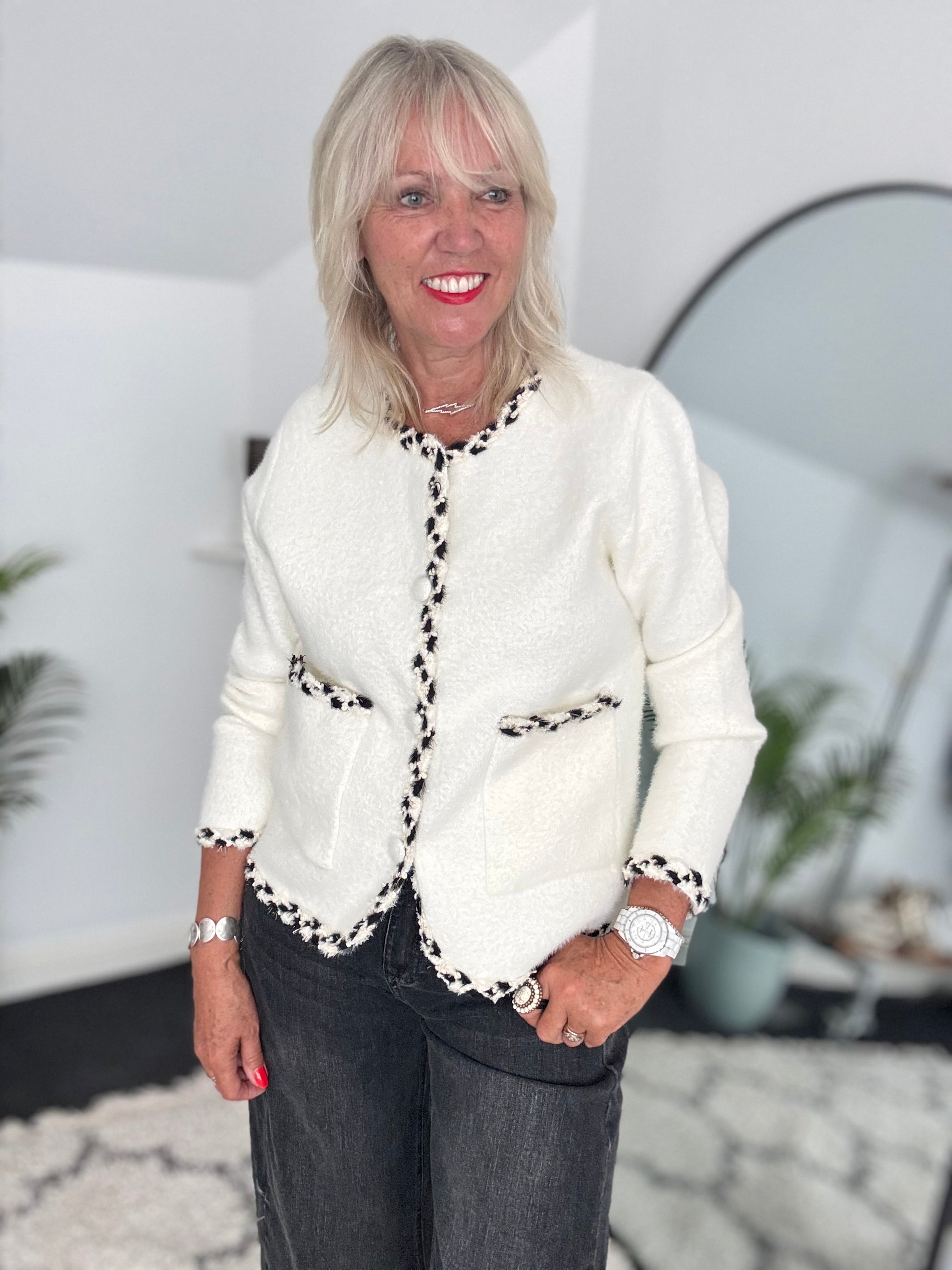 Button Cardi Jacket in Ivory
