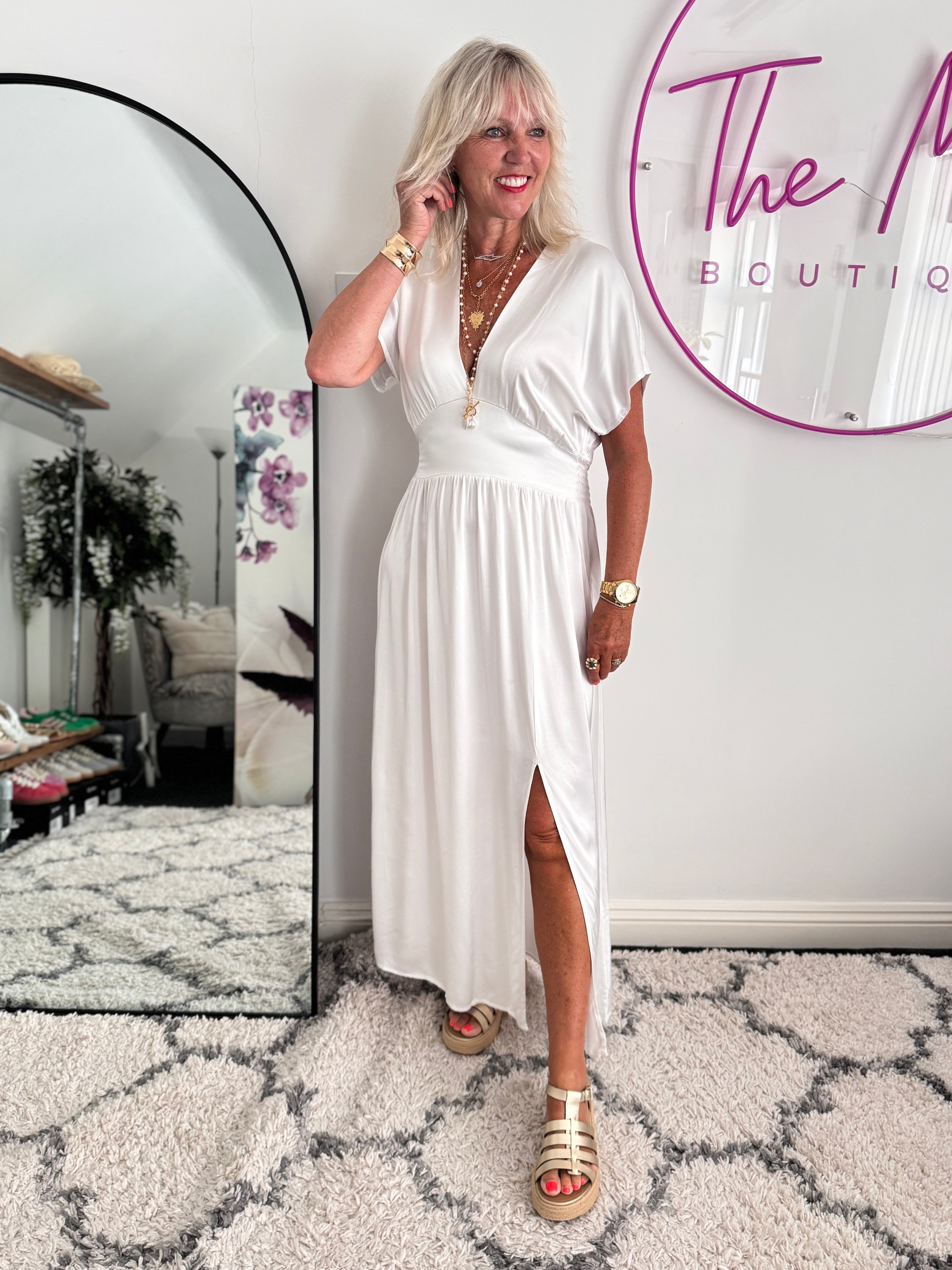 Luxe Silky Dress in Ivory