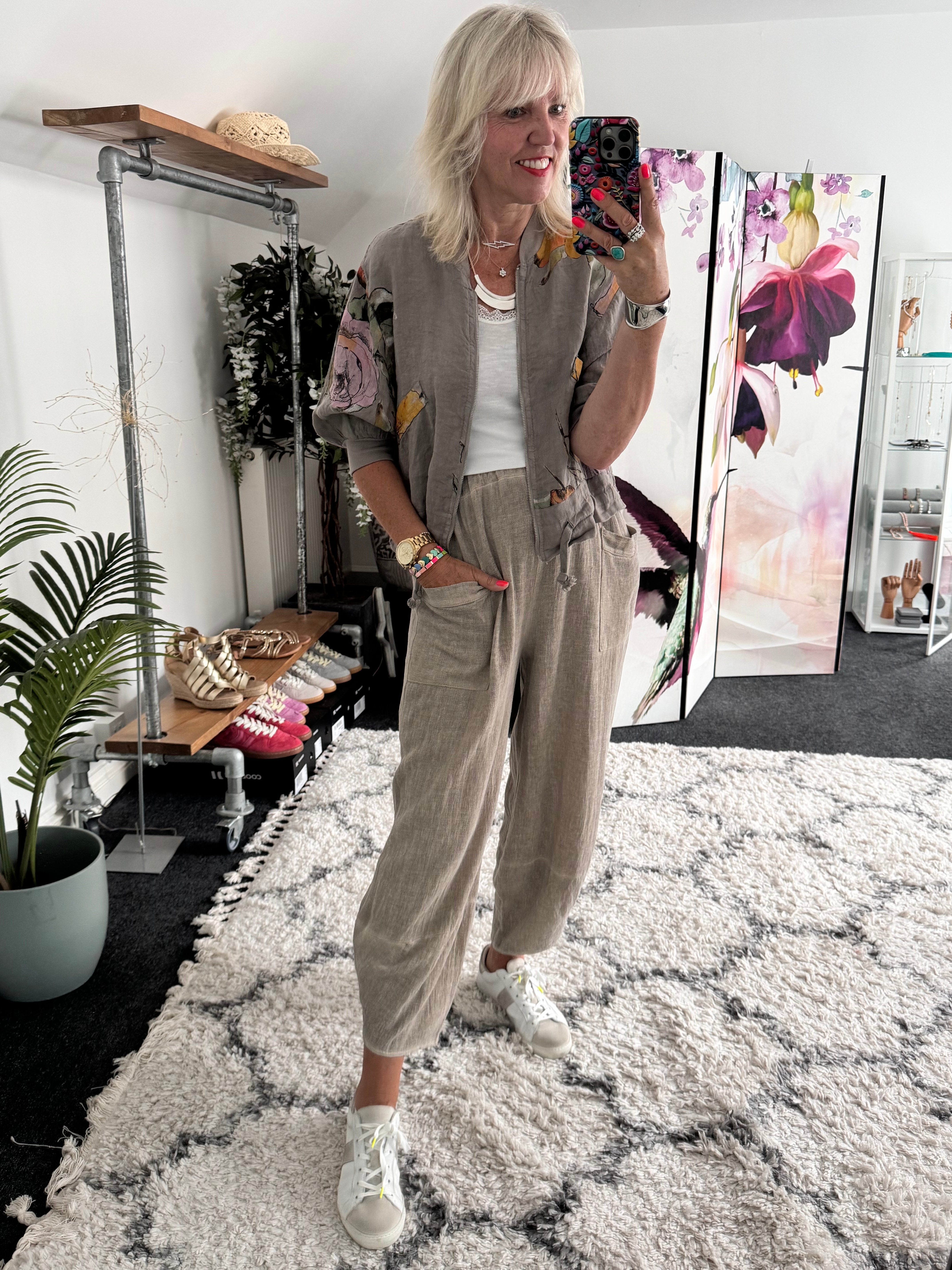 Linen Bomber Jacket in Dark Mocha