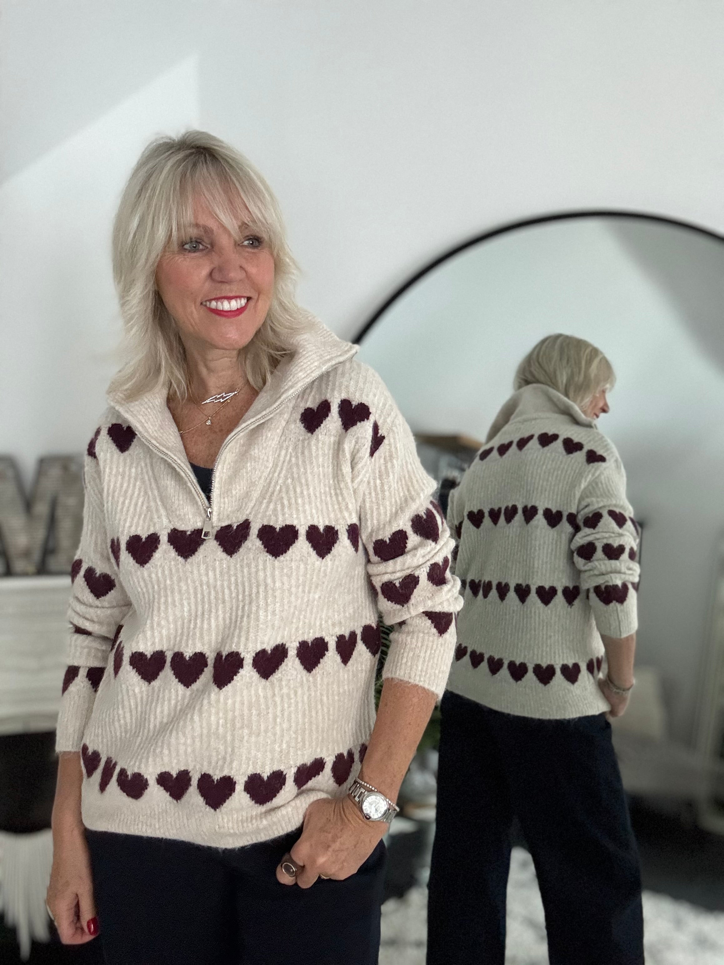 Super Soft Heart Knit with Quarter Zip